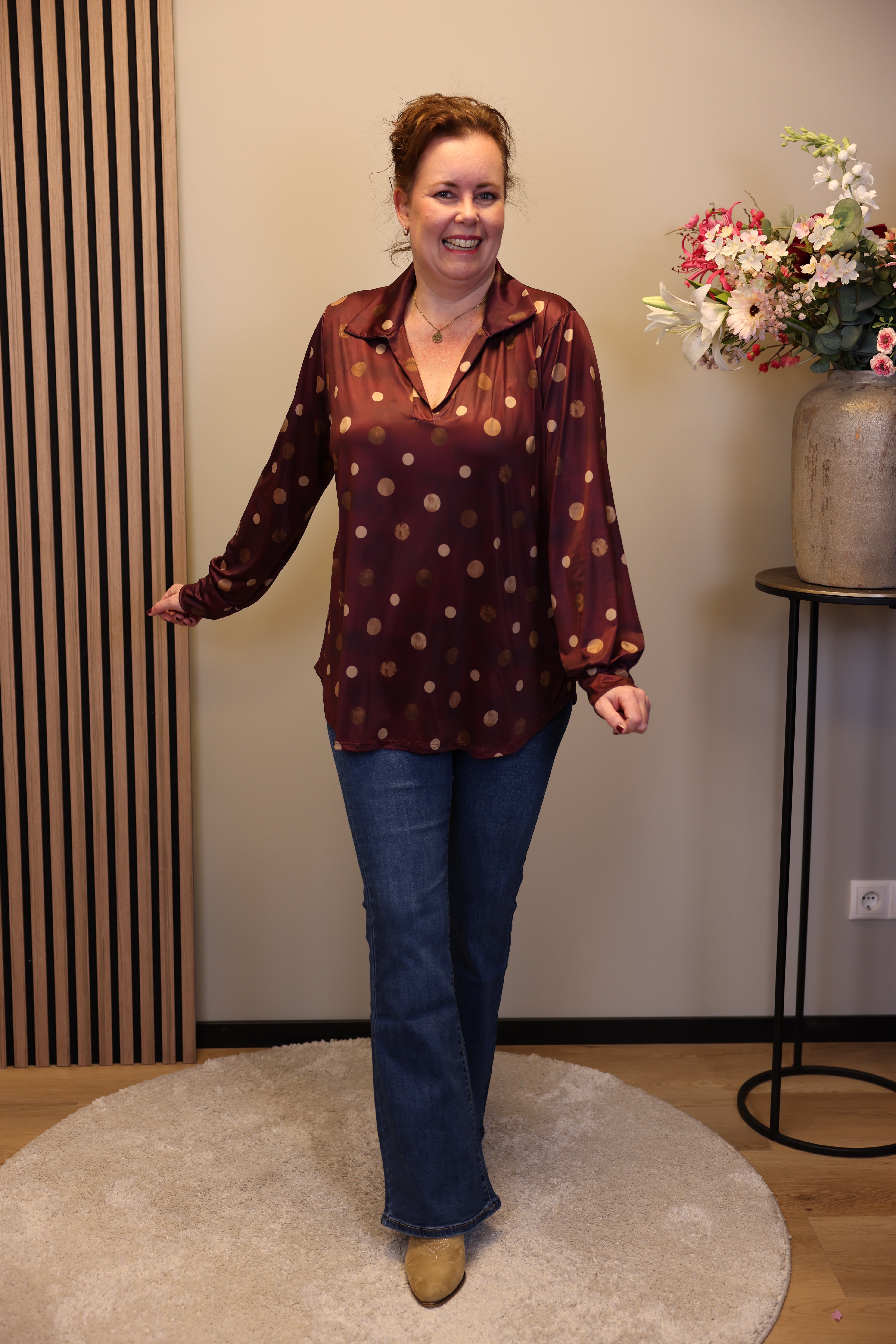 Vika | Blouse roze met kraagje 48 t/m 52