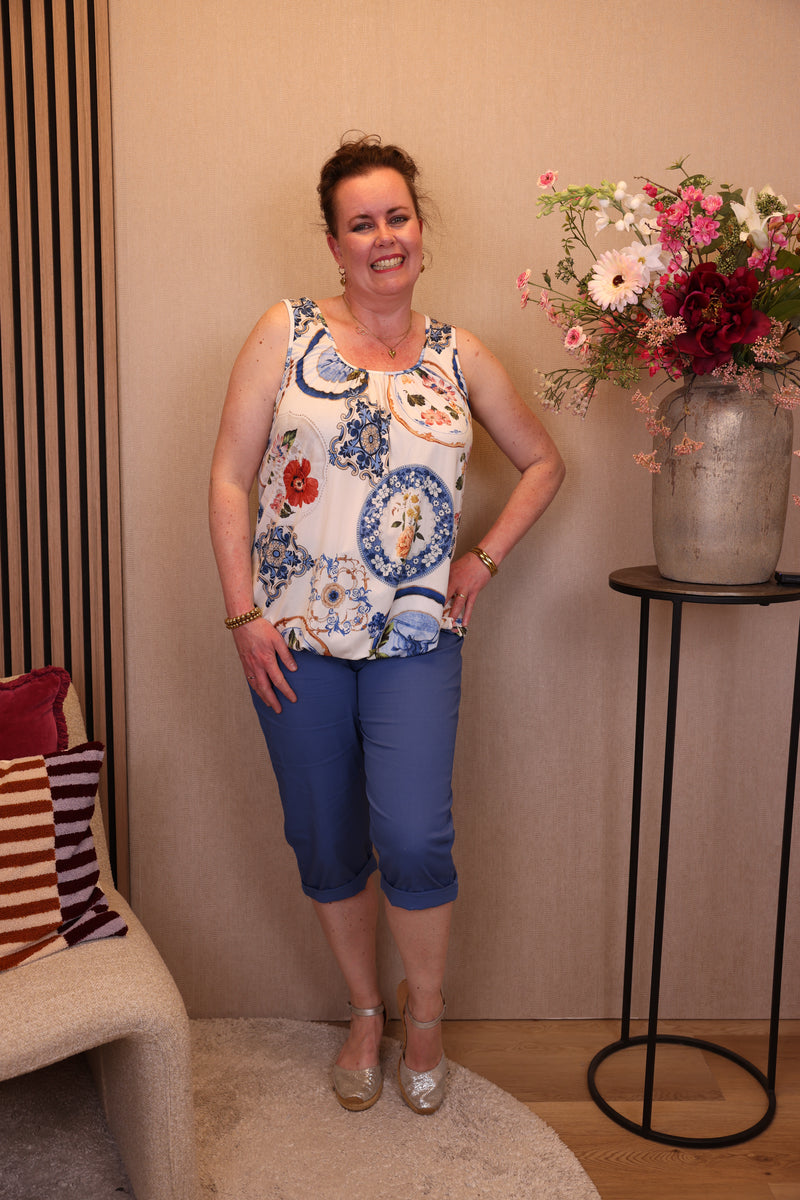 Anouk | Stretch capri broek blauw