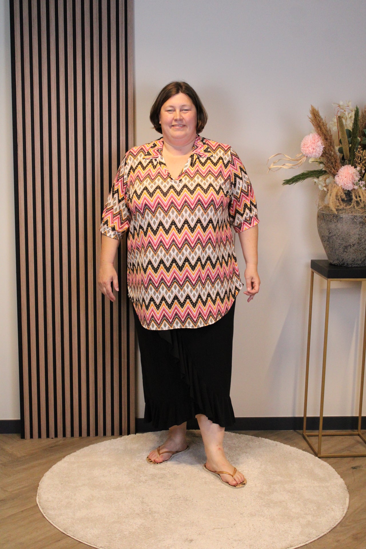 Lyra | Blouse met kraagje zwart 52 t/m 58