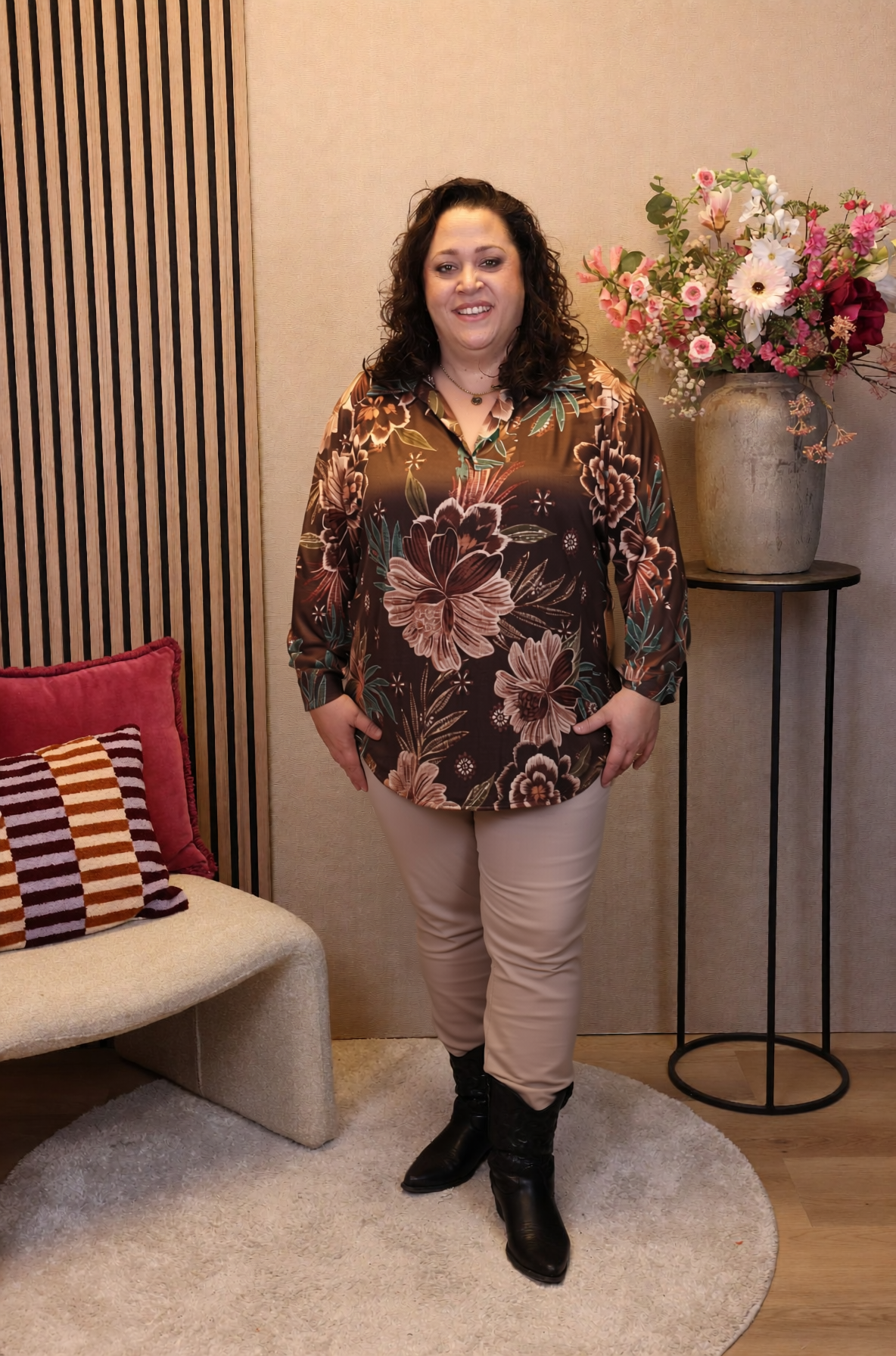 Keira | Blouse bruin met kraagje