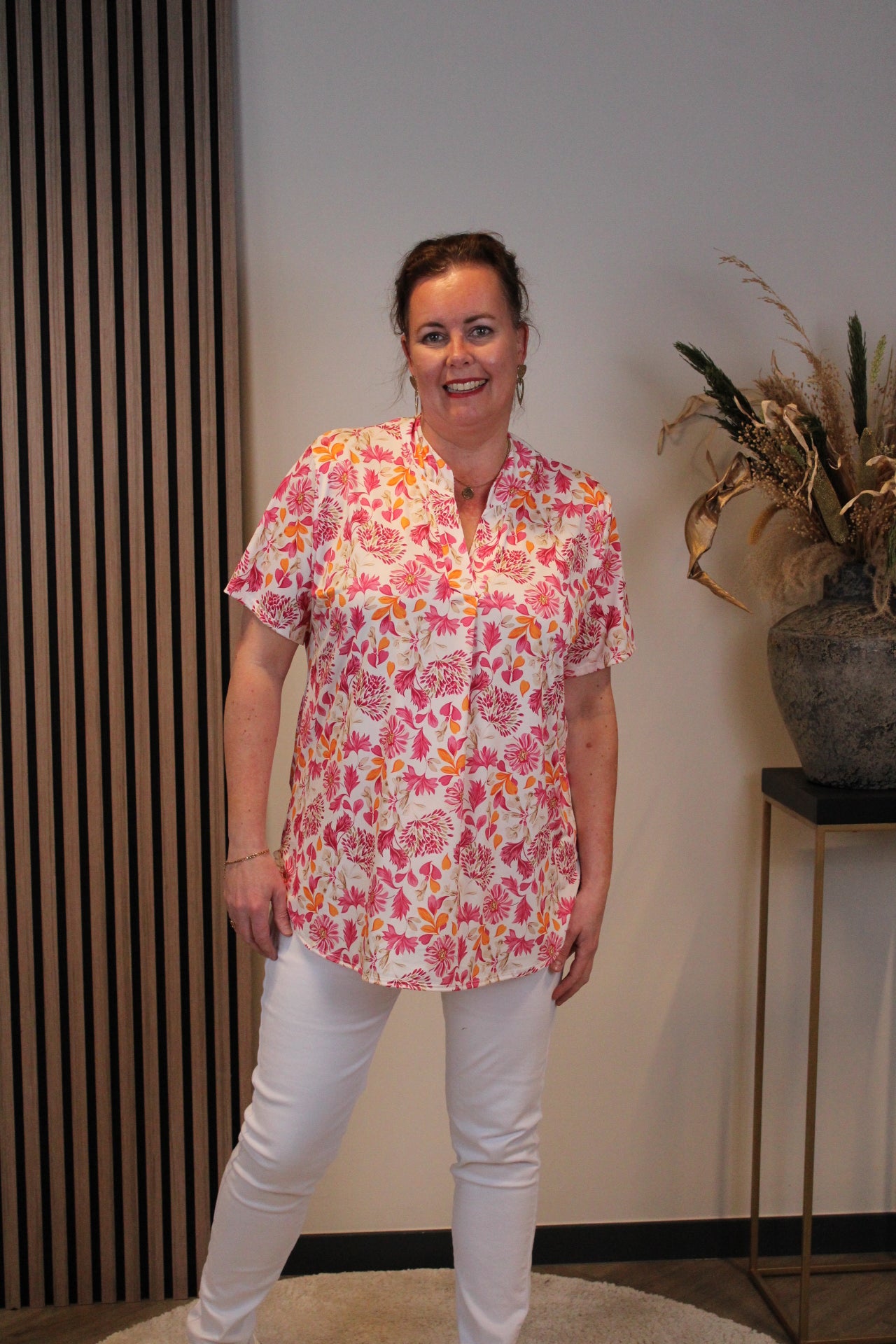 Emily | Blouse roze korte mouw 38 t/m 48