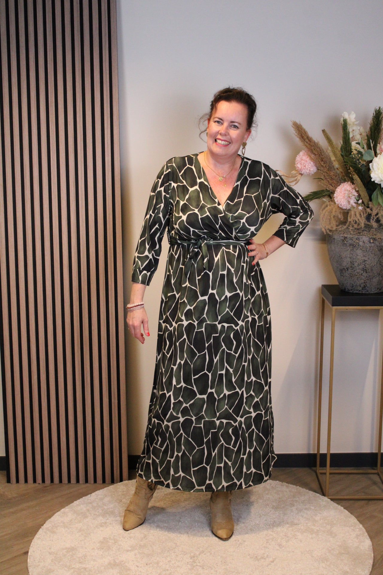 Leona | Jurk groen lange mouw 46 t/m 50