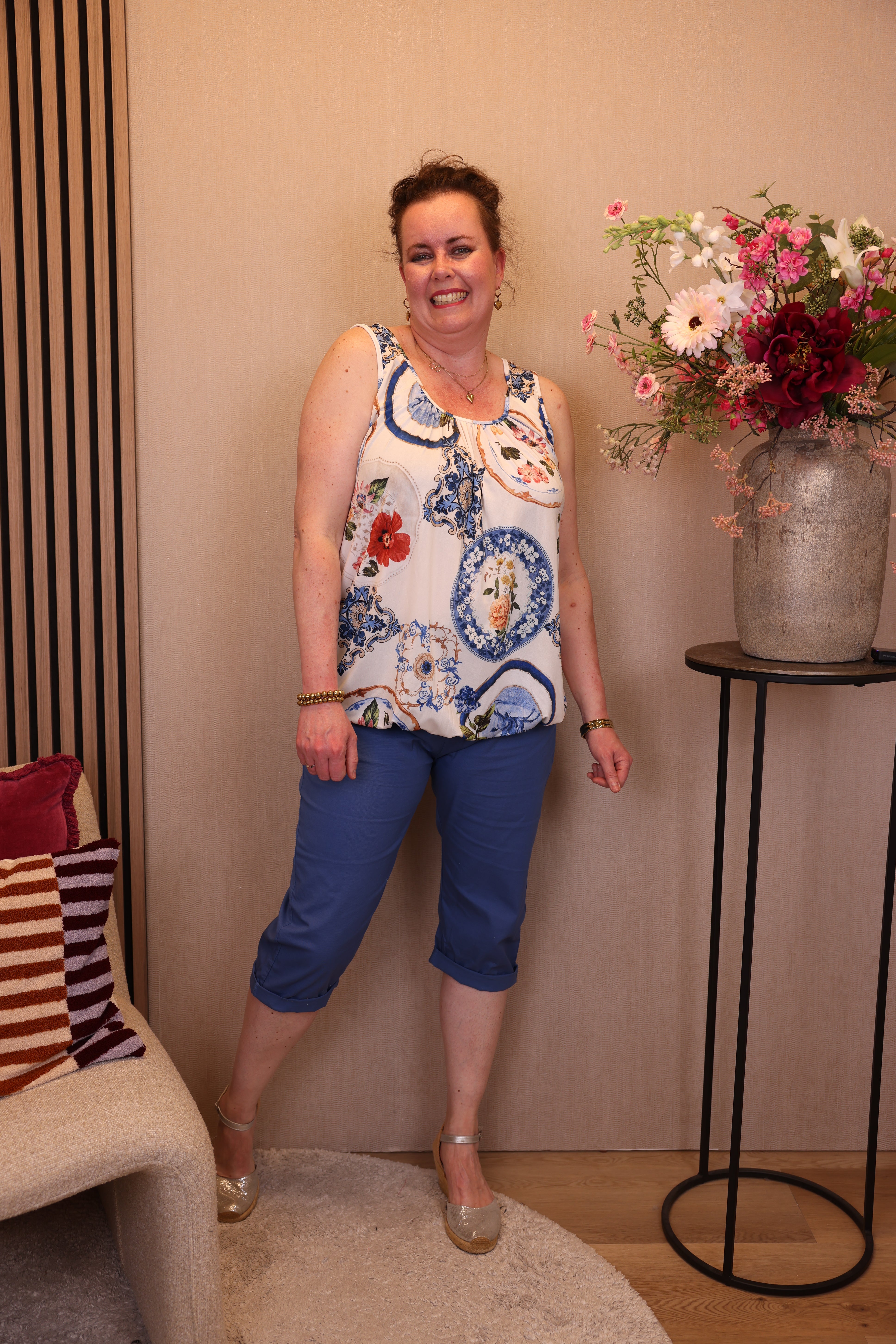 Anouk | Stretch capri broek blauw