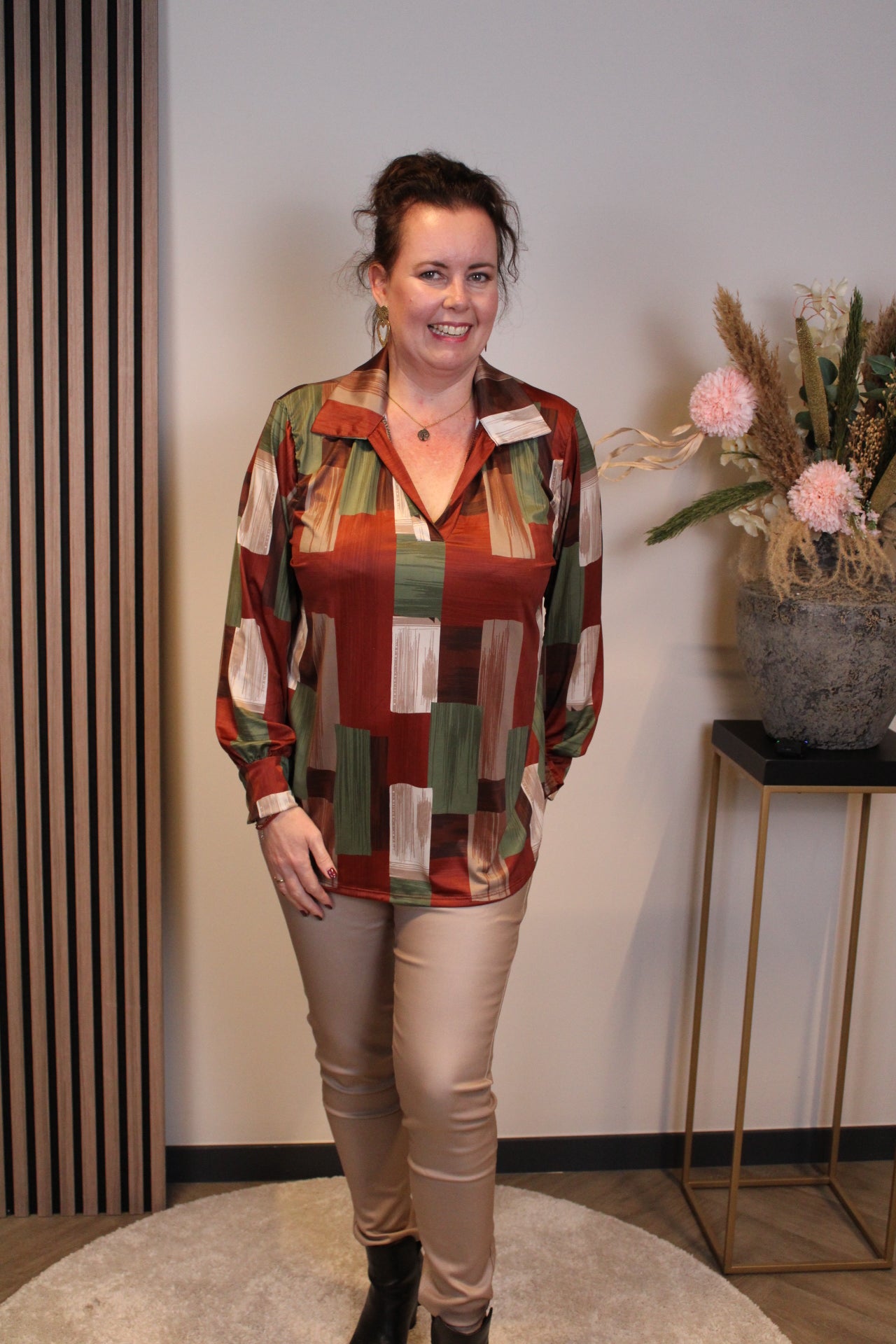 Bente | Blouse met kraagje roest 48 t/m 52