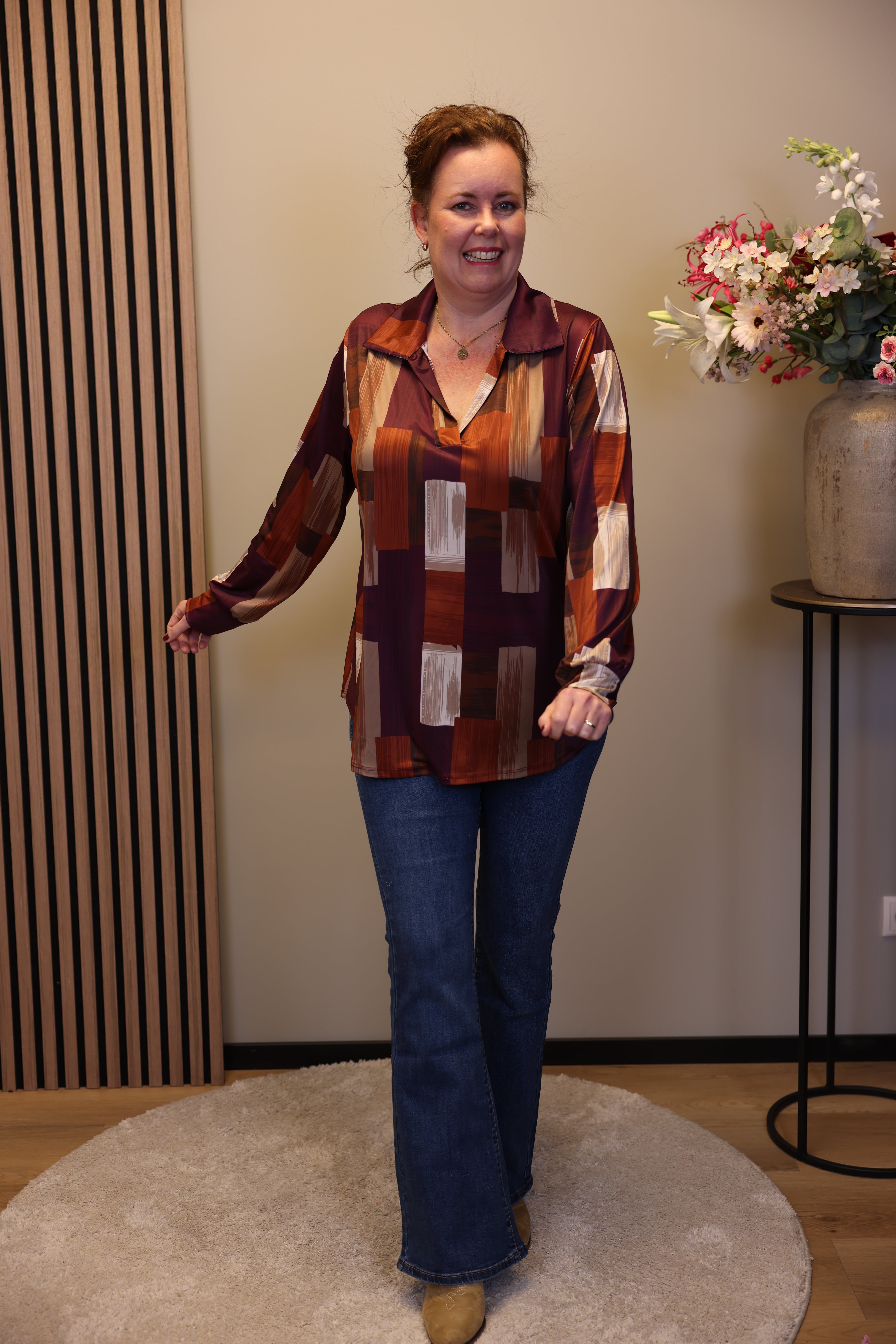 Leonie | Blouse met kraagje roze 48 t/m 52