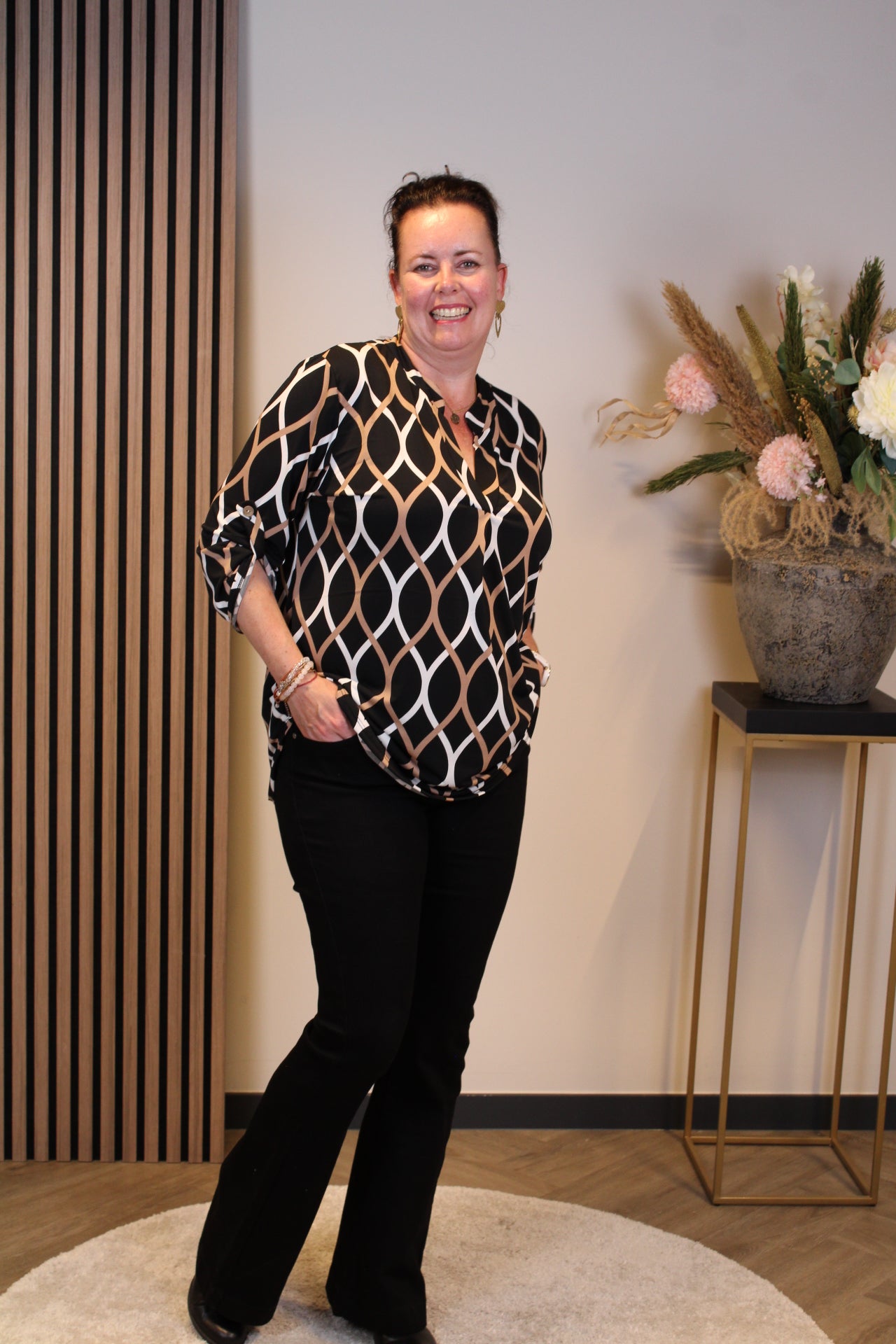Hannah | Blouse zwart lange mouw 48 t/m 52