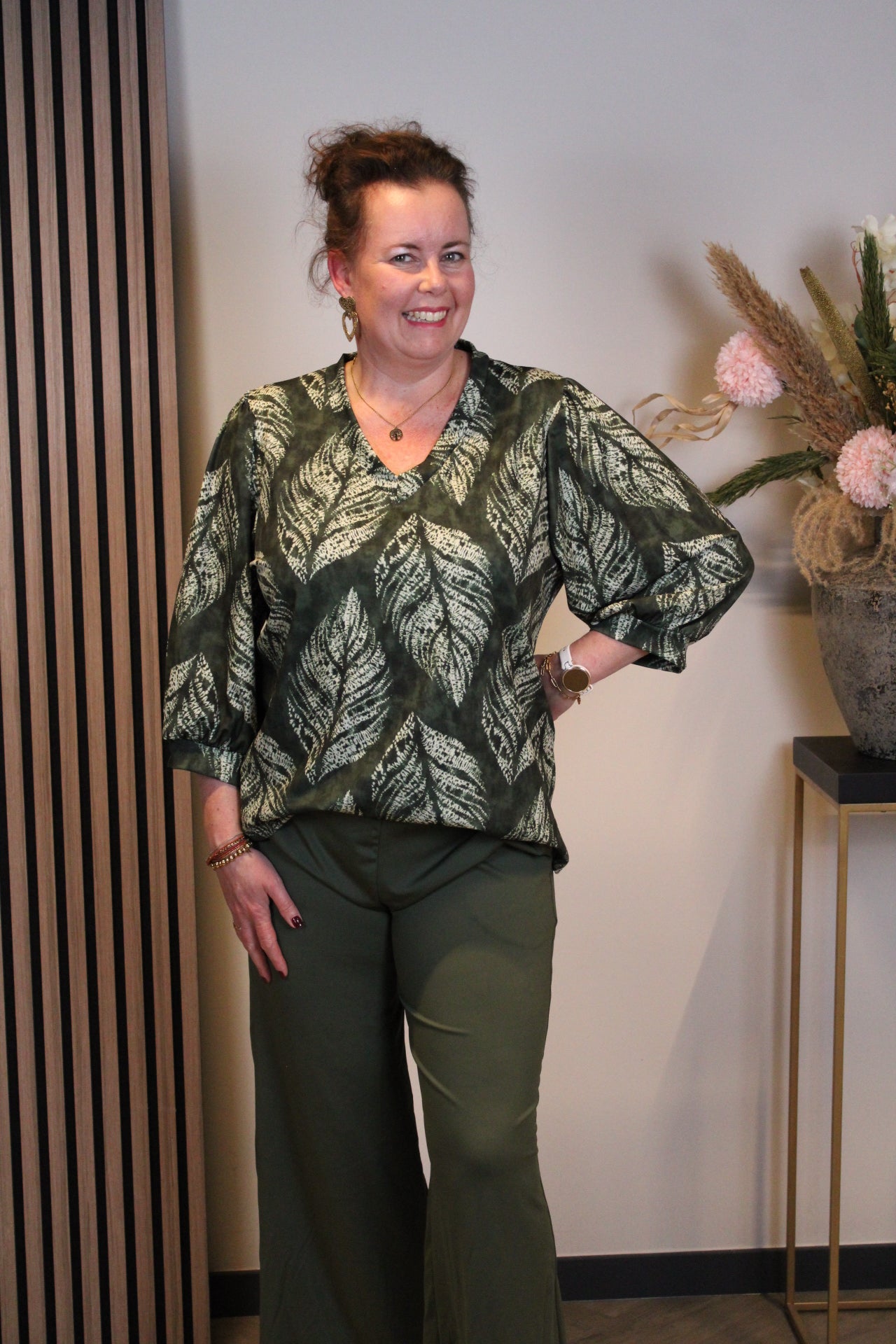 Chloe | Top groen 3/4-mouw 40 t/m 44