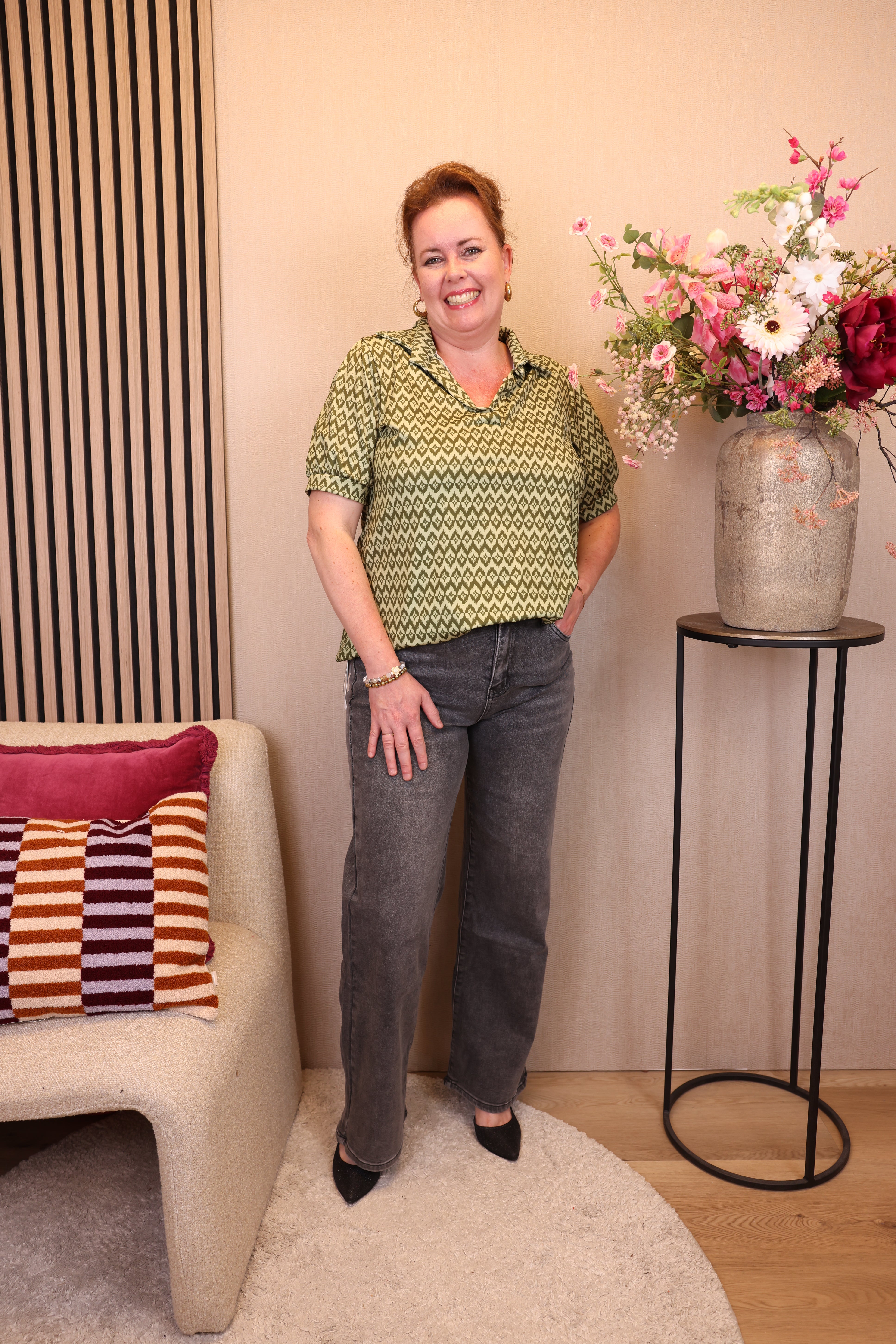 Natasha | Wide leg jeans grijs 40 - 48