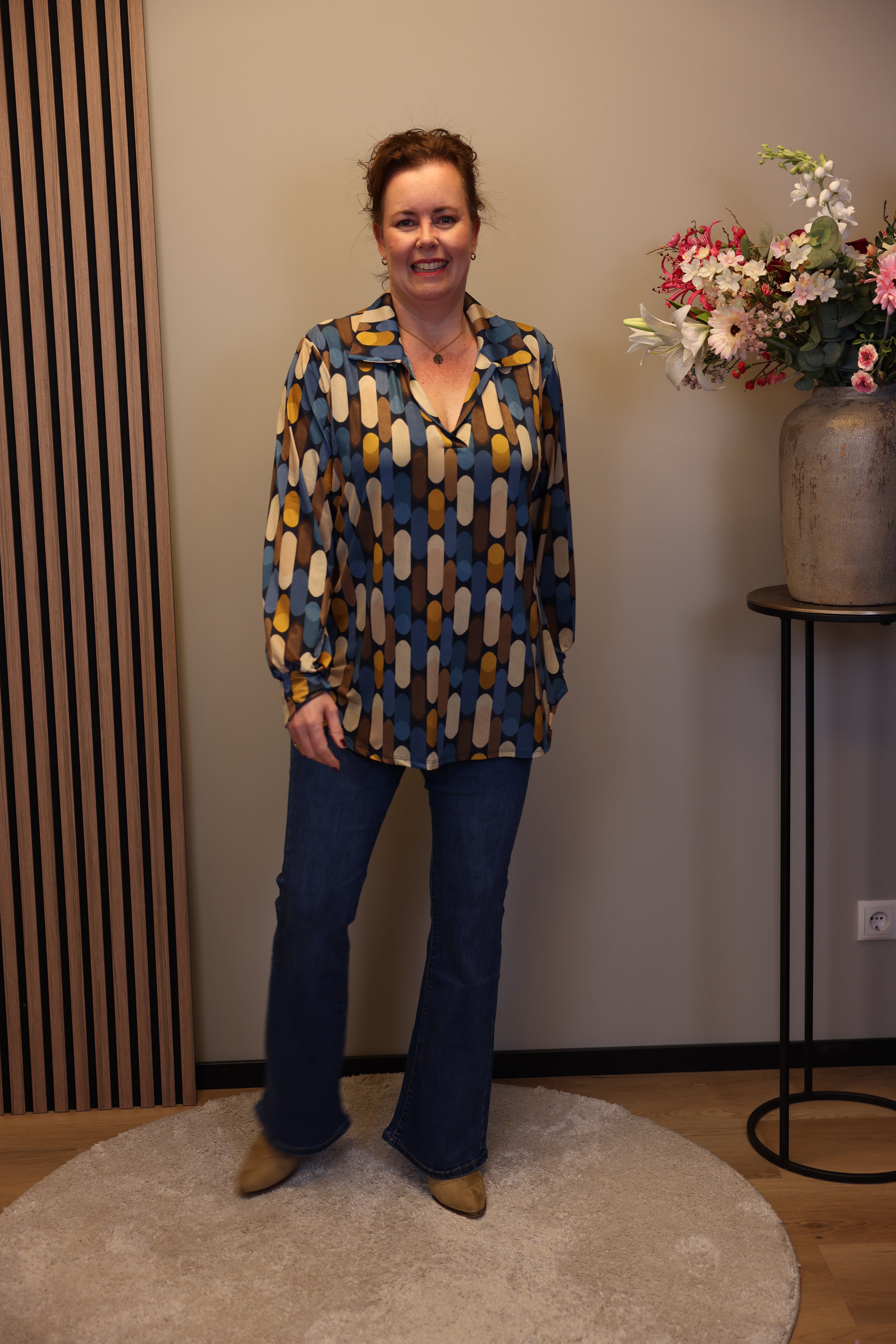 Heleen | Blouse blauw met kraagje 38 t/m 48