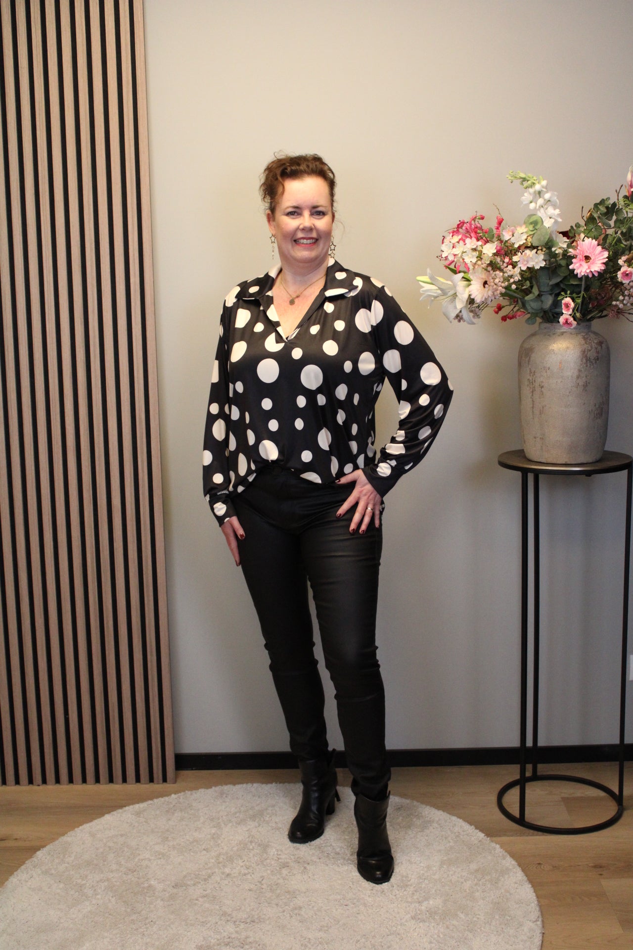 Romy | Blouse met kraagje zwart 48 t/m 52
