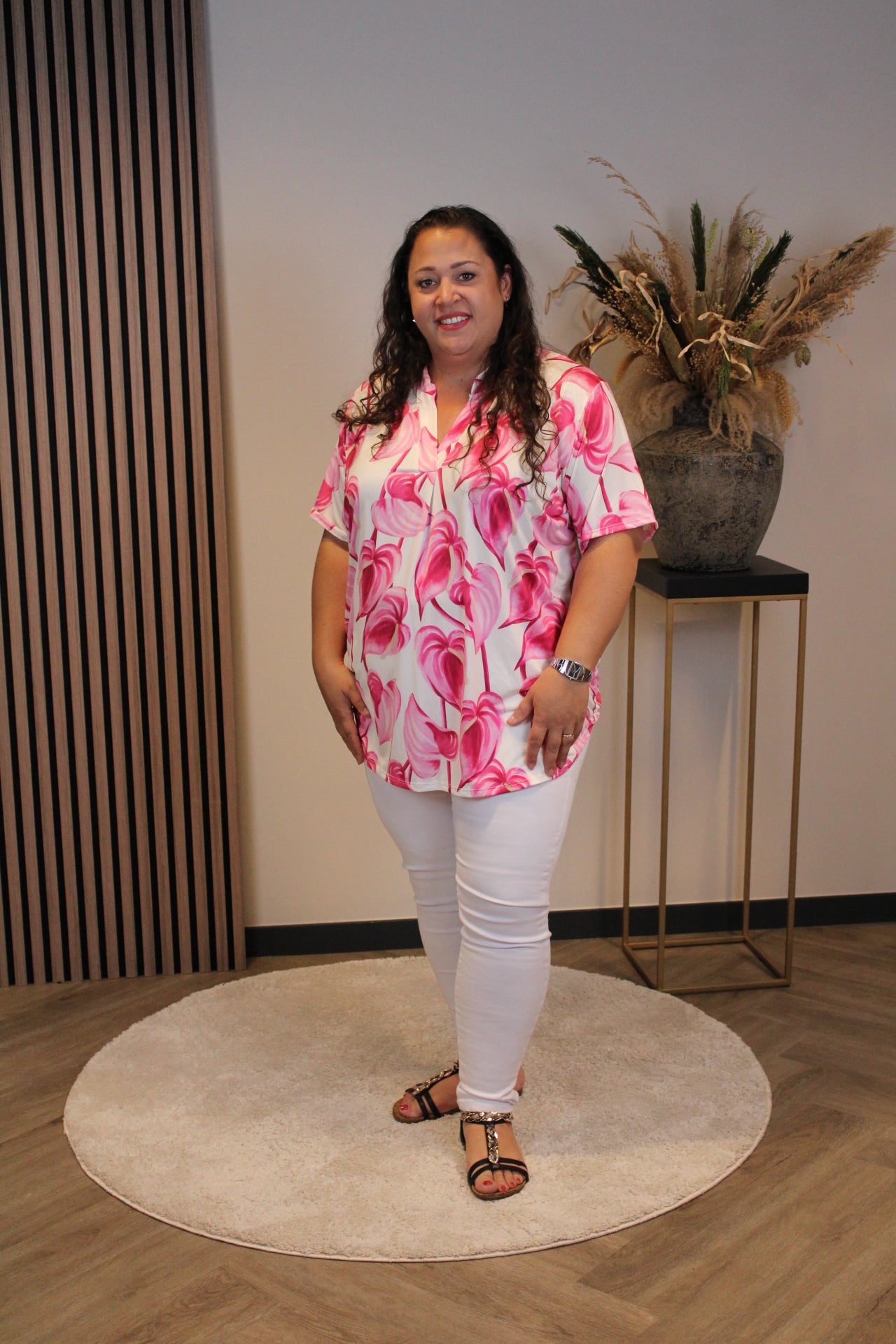 Floortje | Blouse roze korte mouw 48 t/m 52