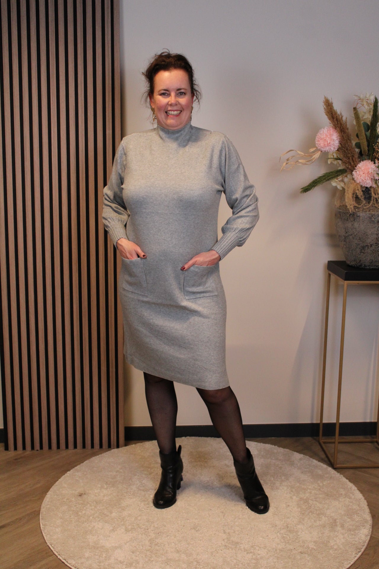 Elara | Gebreide jurk grijs 44 t/m 48