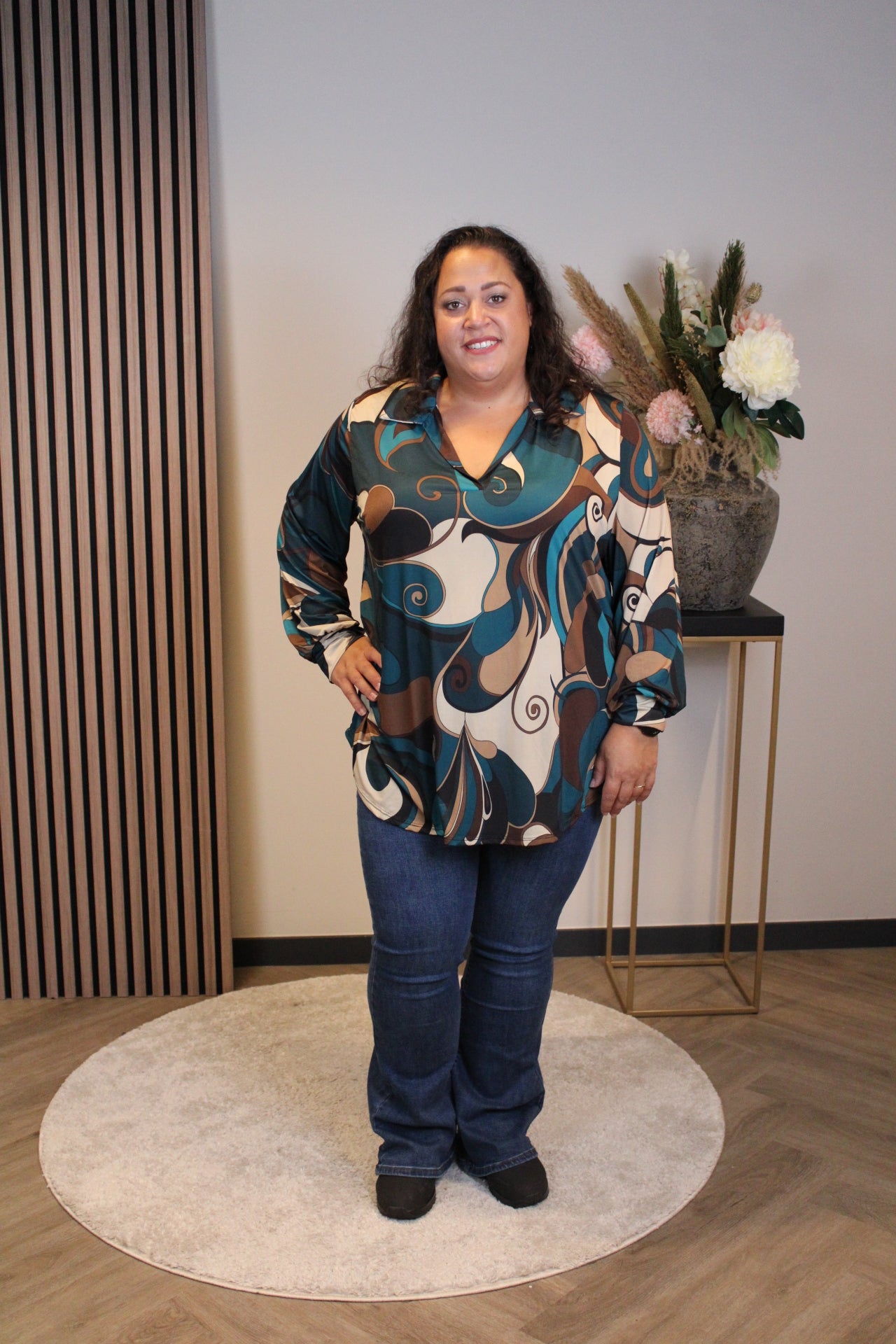 Angelina | Blouse met kraagje aqua 48 t/m 52