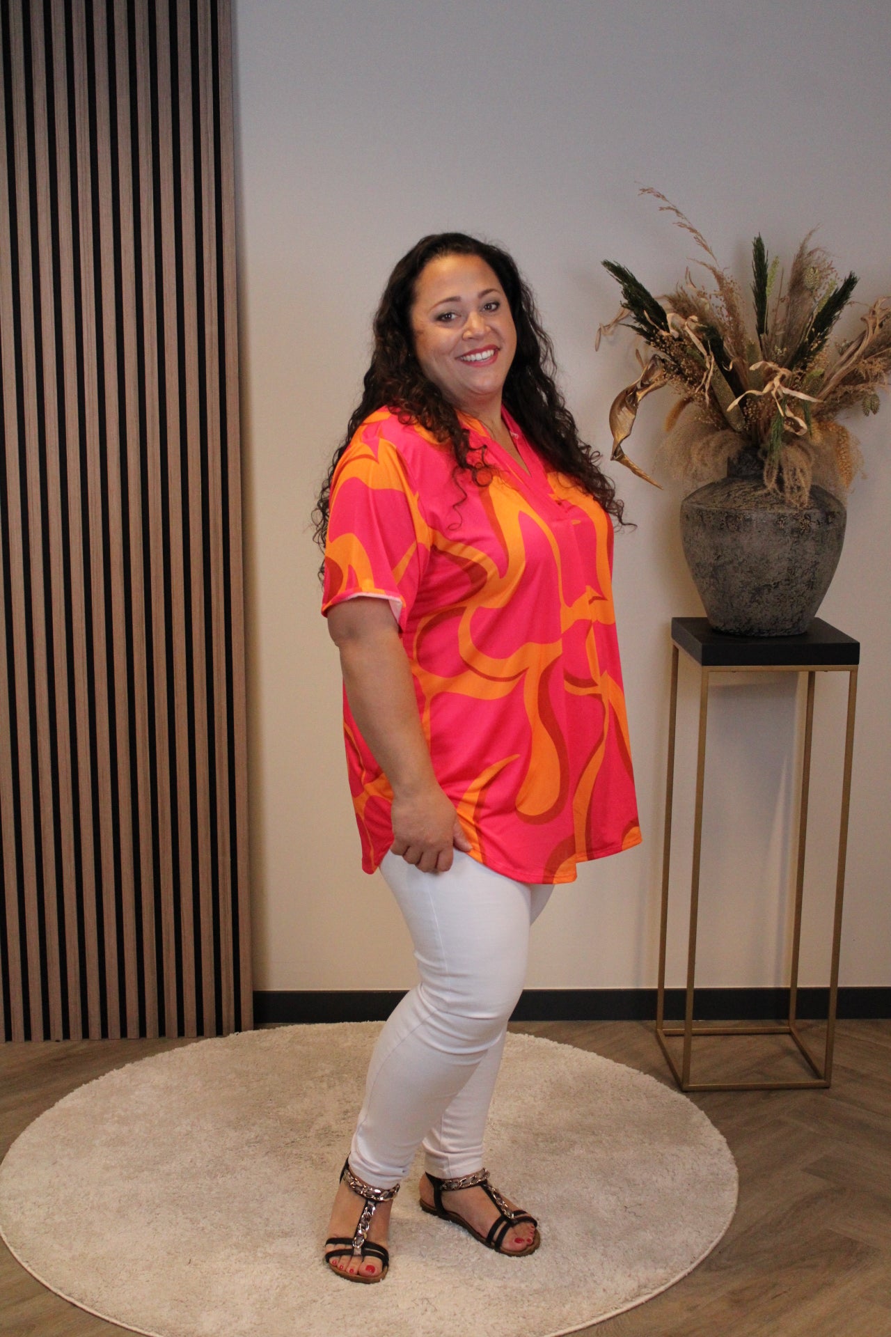 Joy | Blouse roze korte mouw 48 t/m 52