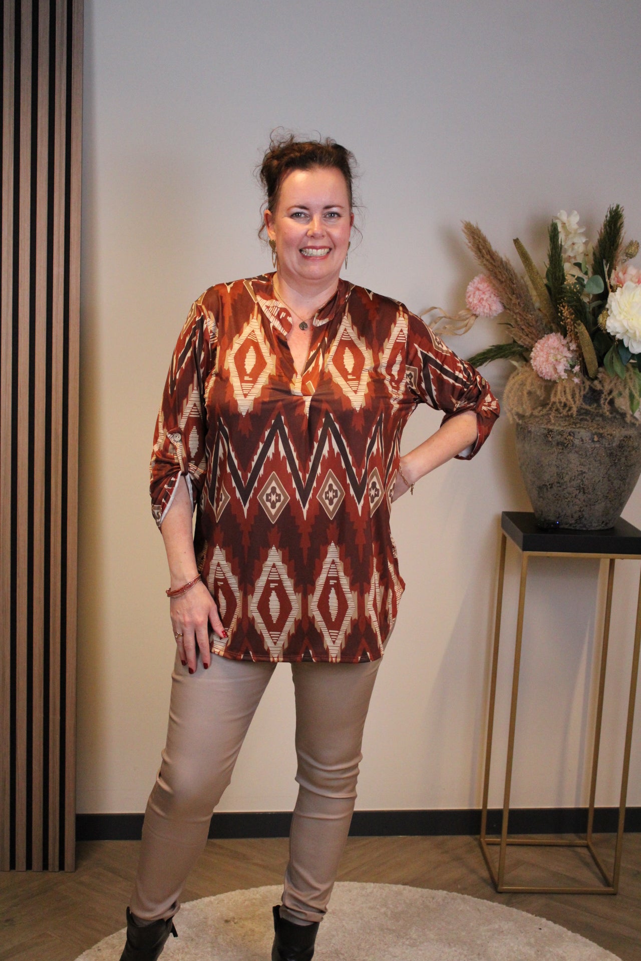 Claire | Blouse roest lange mouw 38 t/m 48