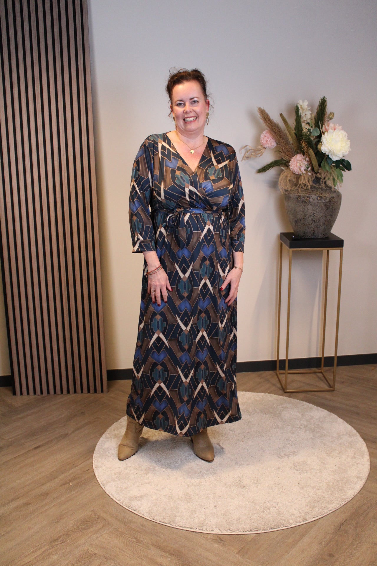Lauren | Jurk blauw lange mouw 38 t/m 44