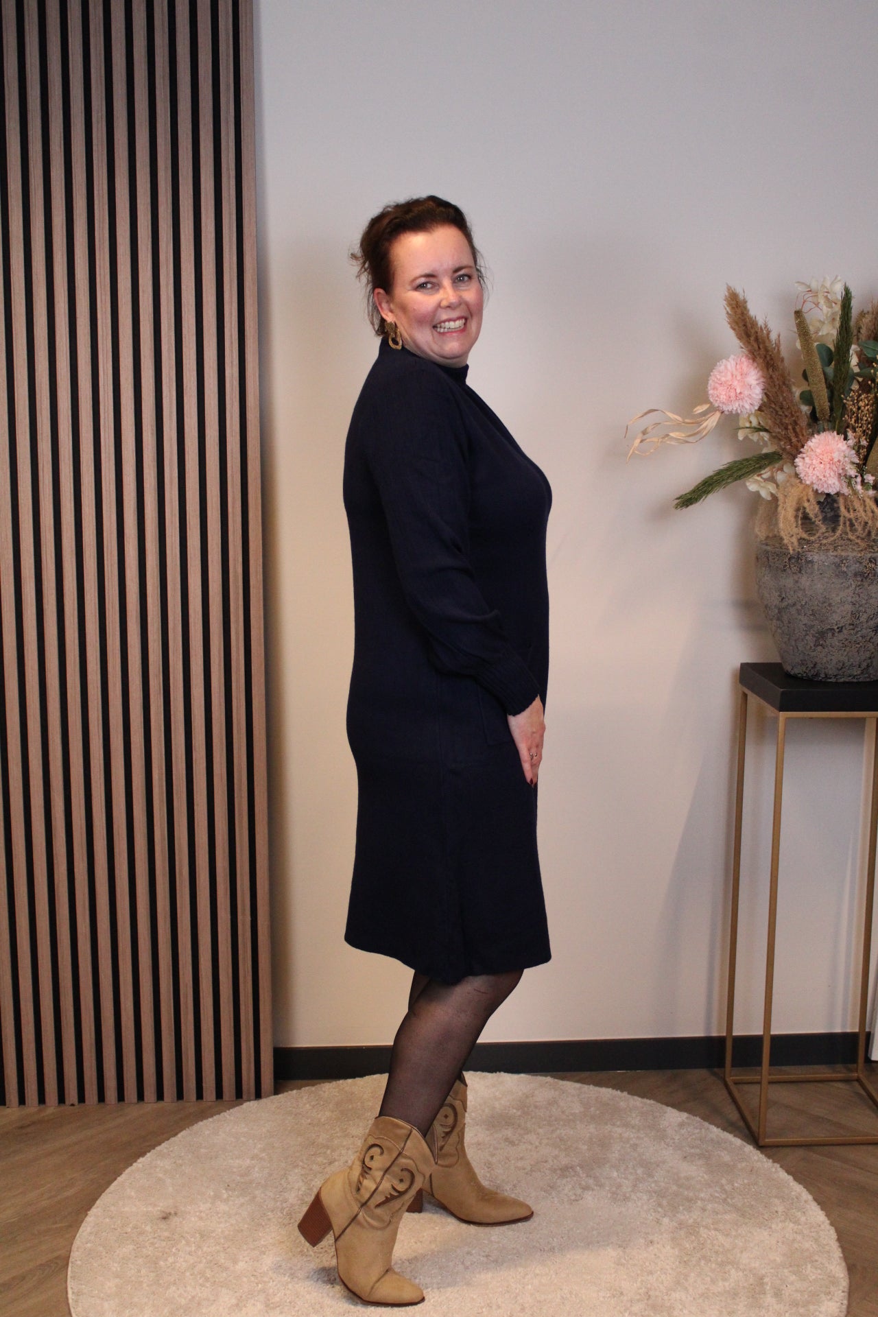 Elara | Gebreide jurk navy 38 t/m 42