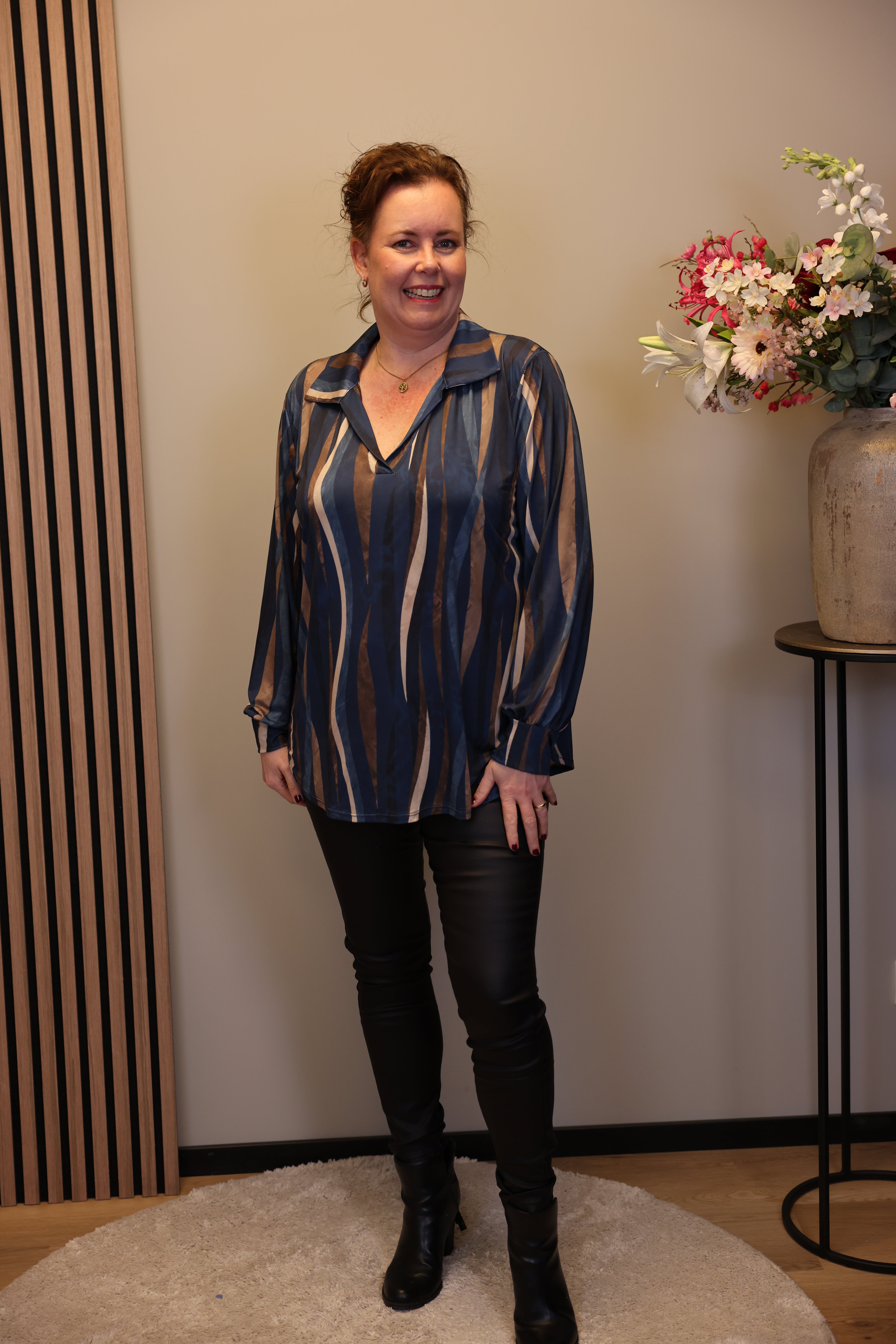 Fenna  | Blouse blauw met kraagje 38 t/m 48