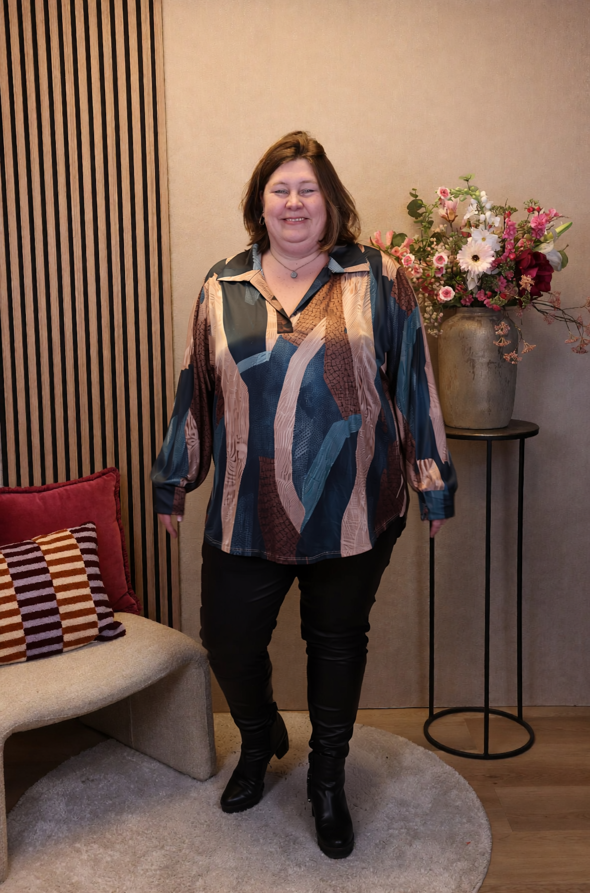 Tara | Blouse aqua met kraagje