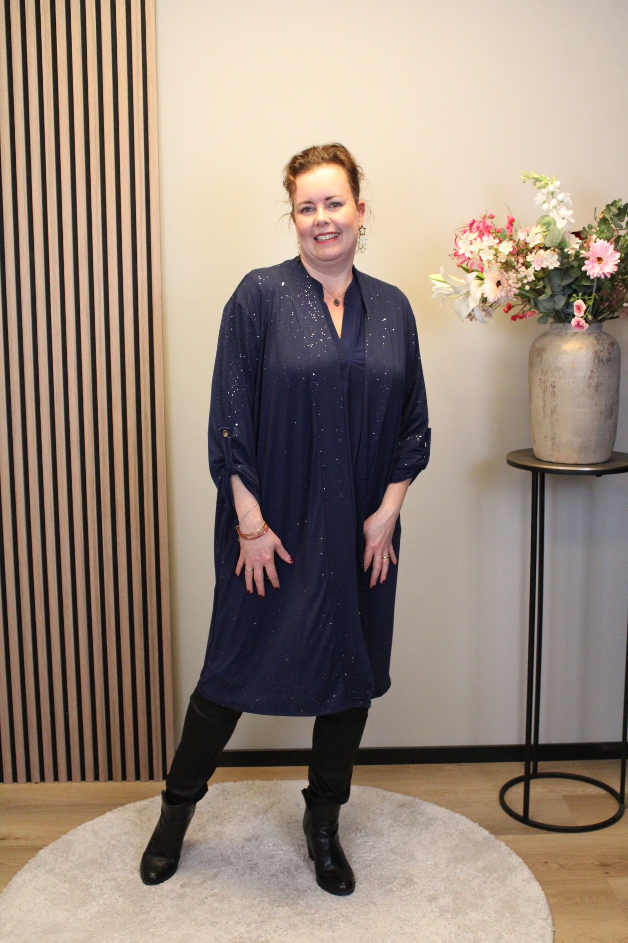 Lauren glitter | Dun vestje lang navy 48 t/m 52