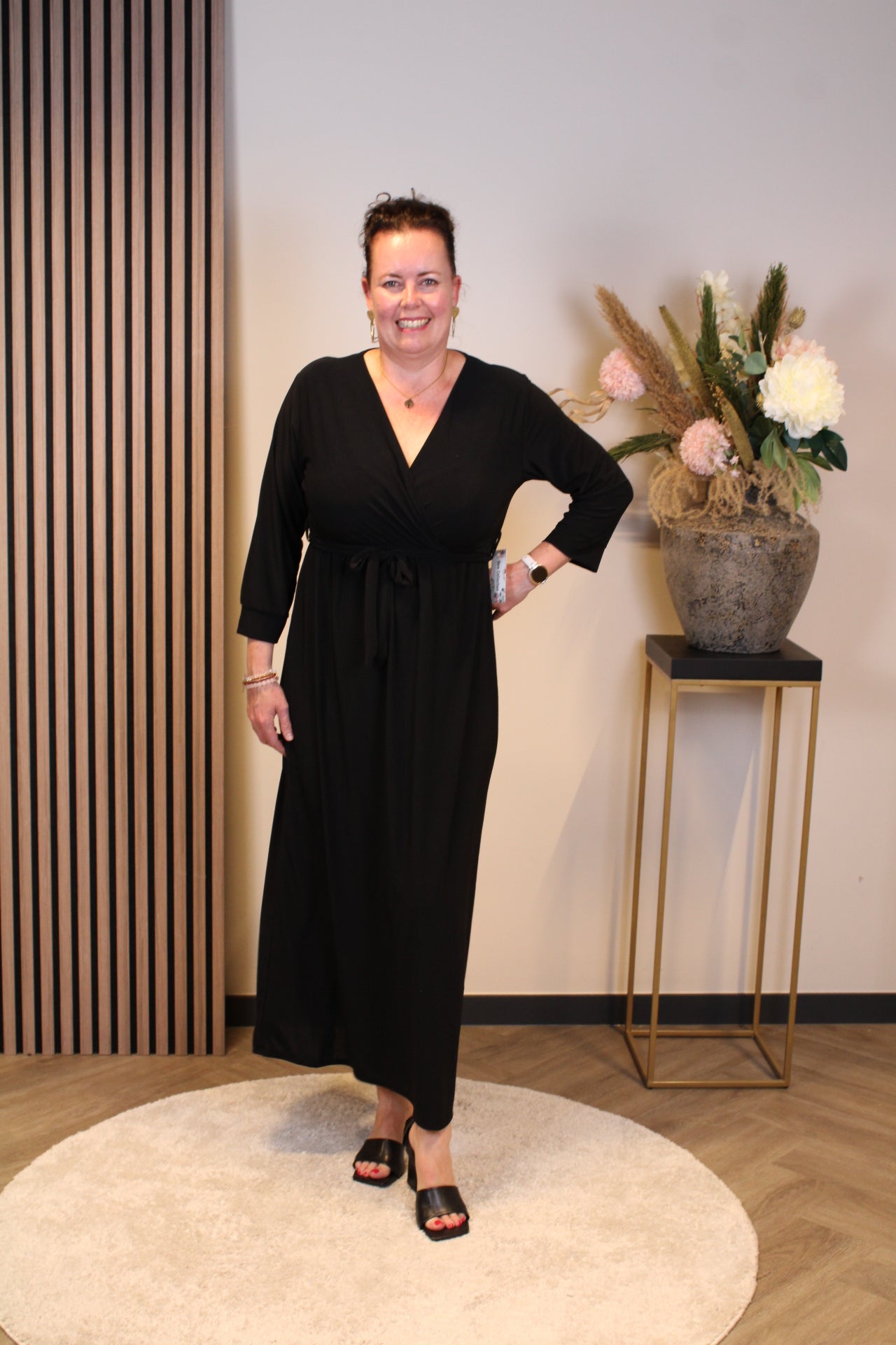 Fresia | Jurk zwart lange mouw 46 t/m 50