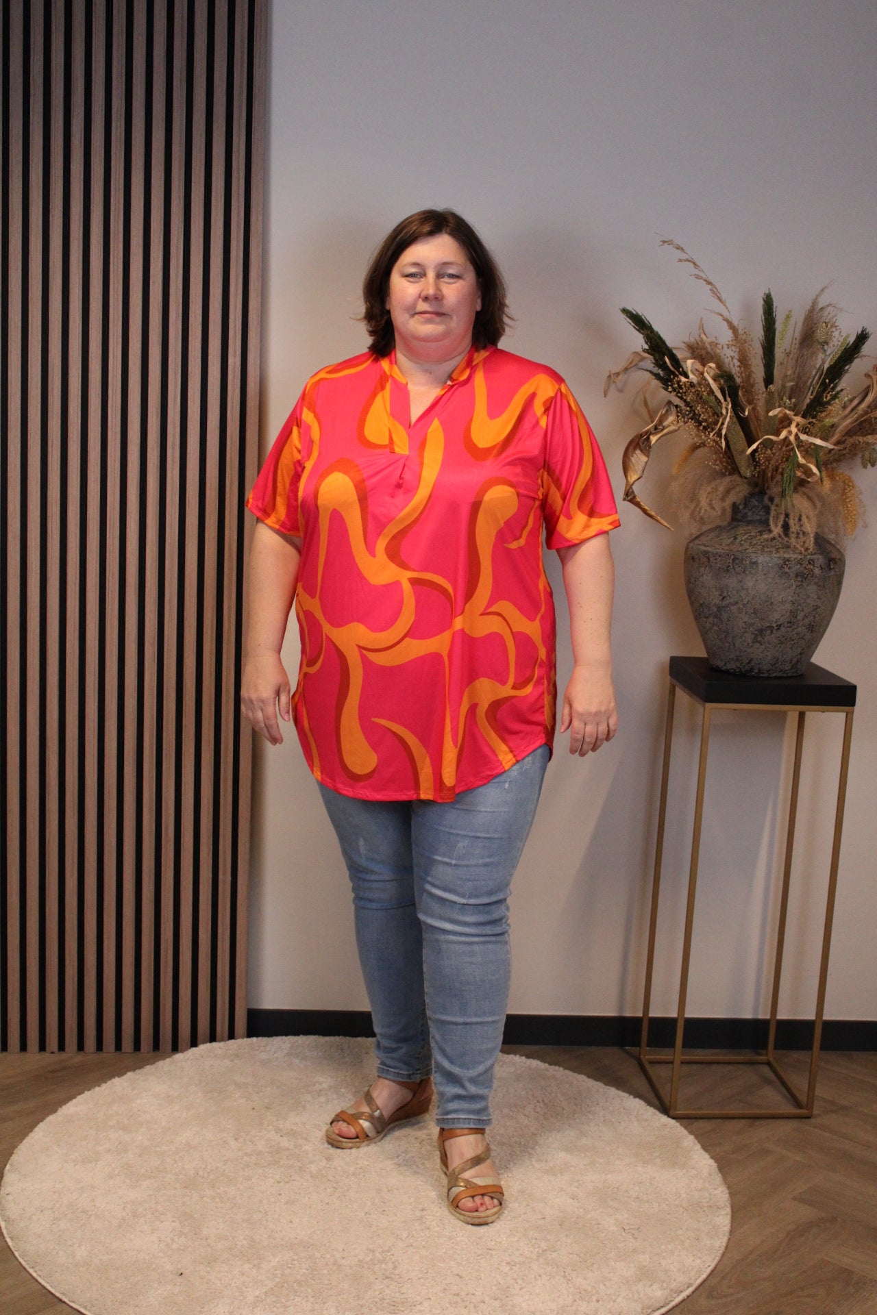 Joy | Blouse roze korte mouw 52 t/m 58