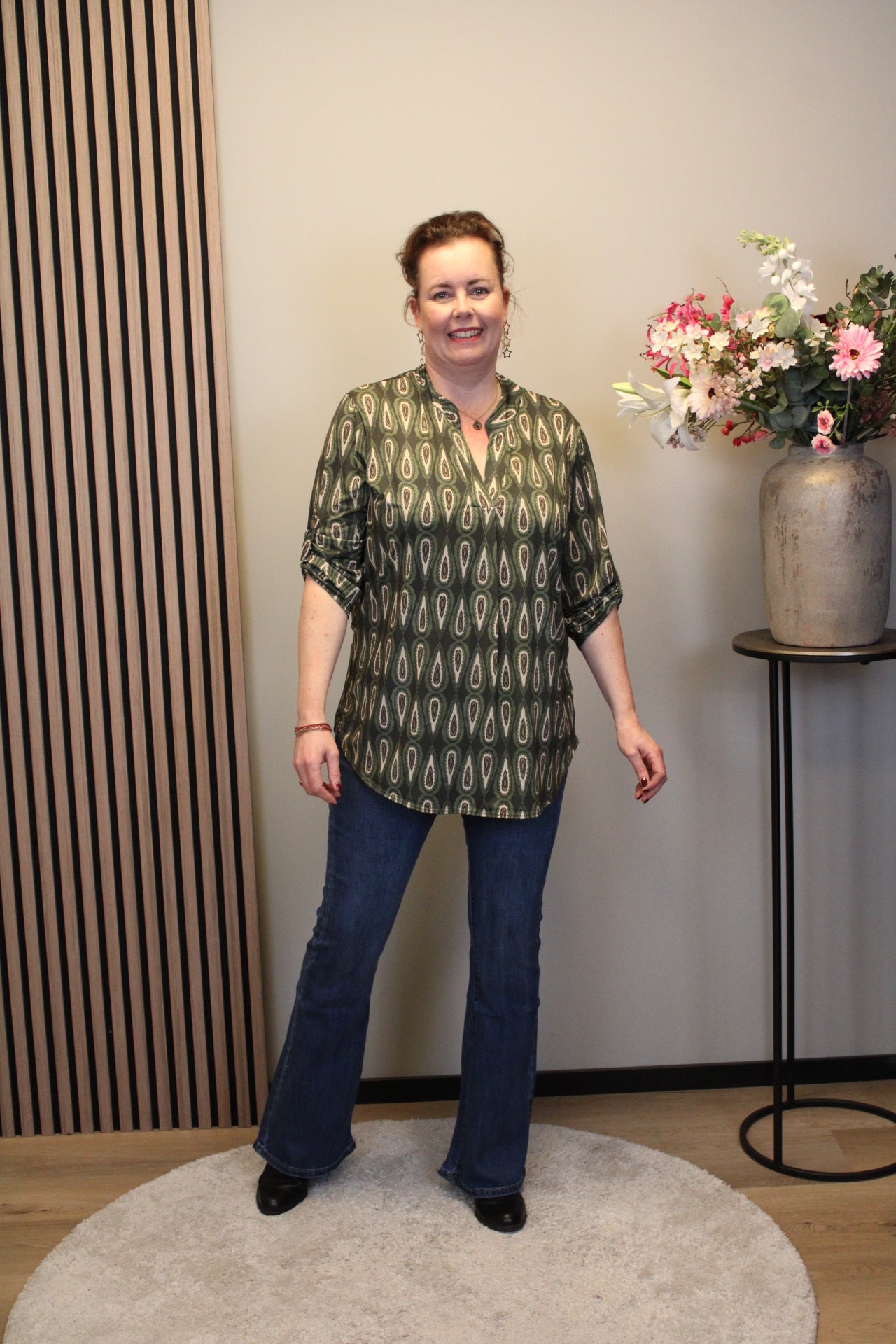 Lou | Blouse groen lange mouw 48 t/m 52