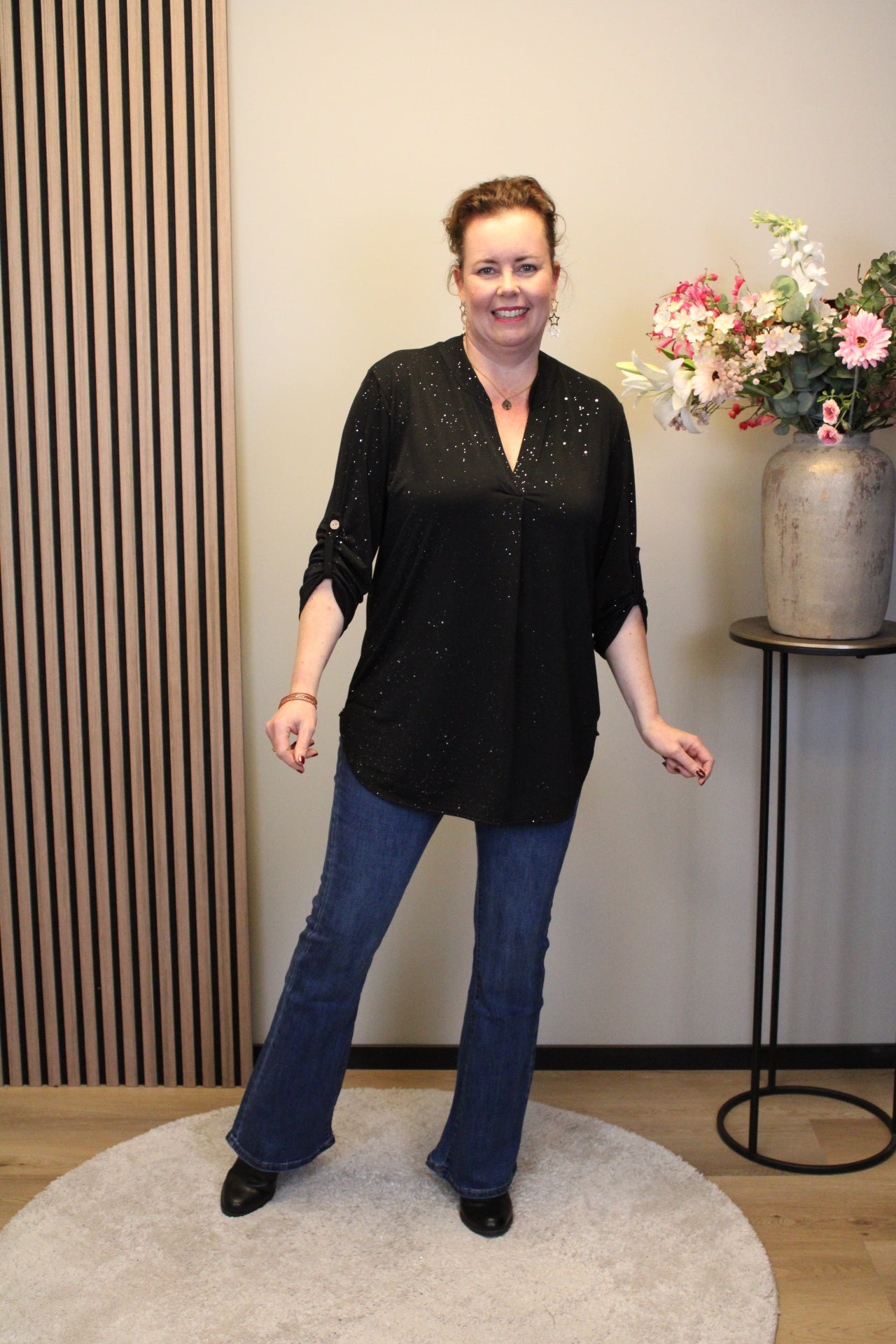 Mieke | Glitter blouse zwart