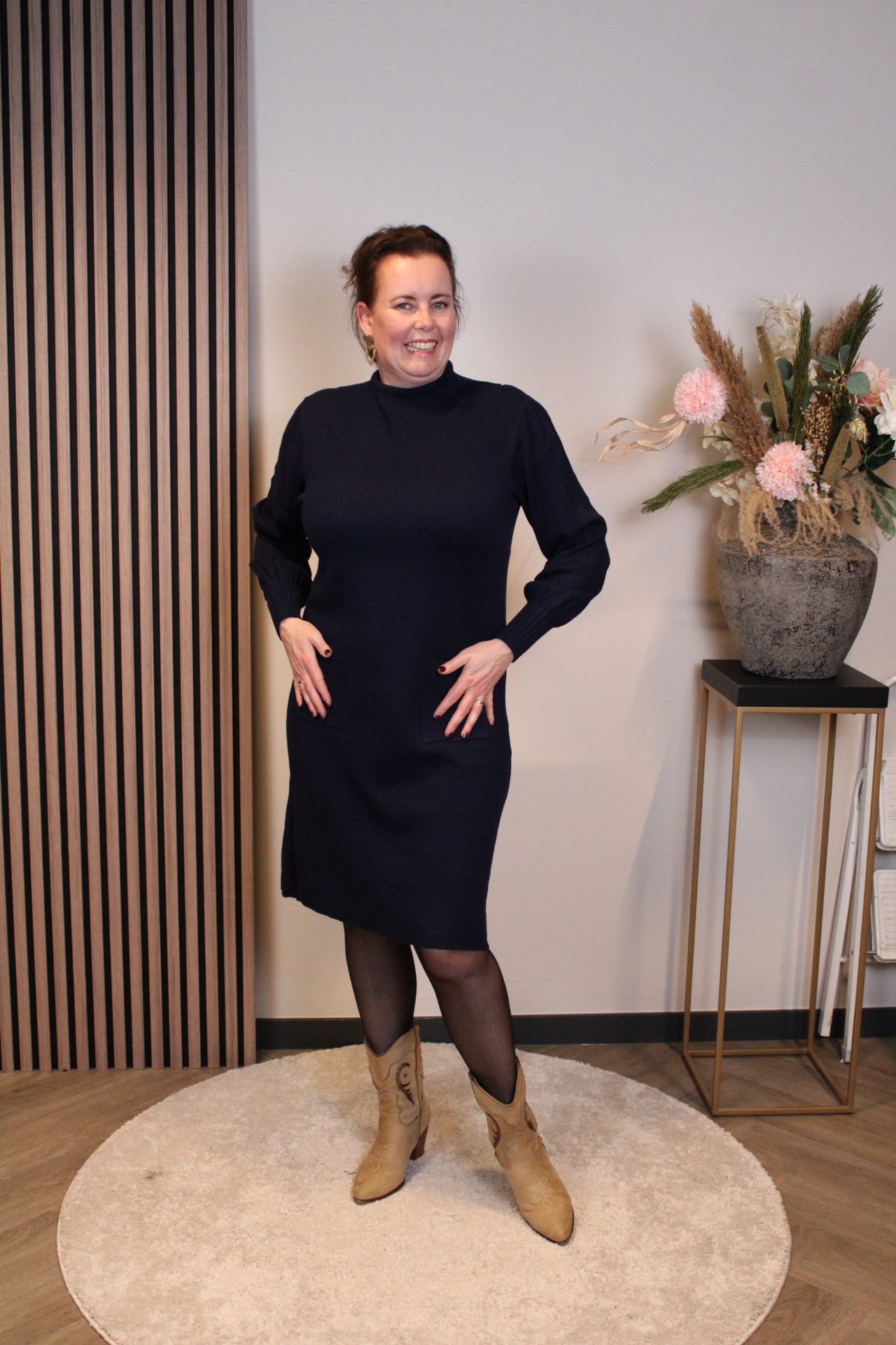 Elara | Gebreide jurk navy 38 t/m 42