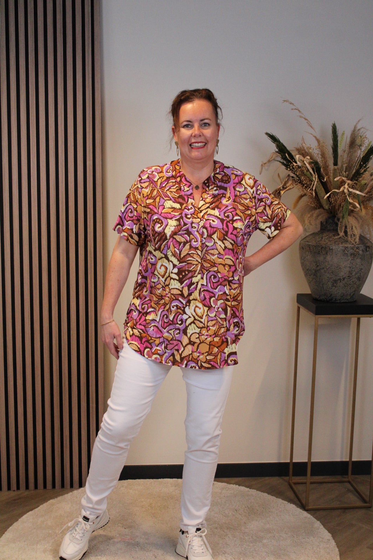 Lobke | Blouse paars korte mouw 48 t/m 52
