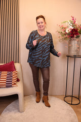 Helen | Lerenlook broek bruin 38 - 48