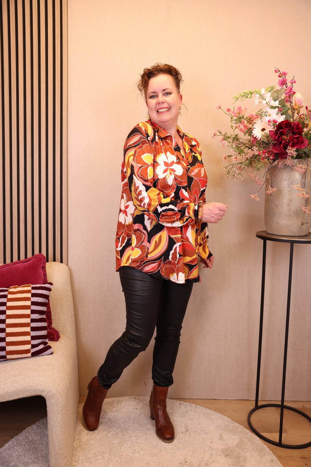 Coby | Blouse zwart met kraagje viscose 38 - 58
