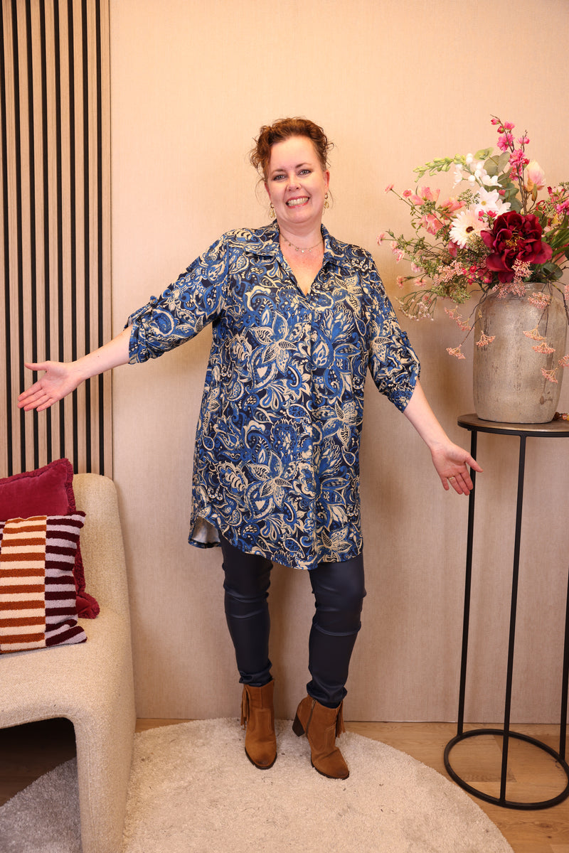 Odile | Tuniek blauw viscose 38 - 58