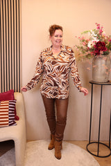 Helen | Lerenlook broek licht bruin 40 - 48