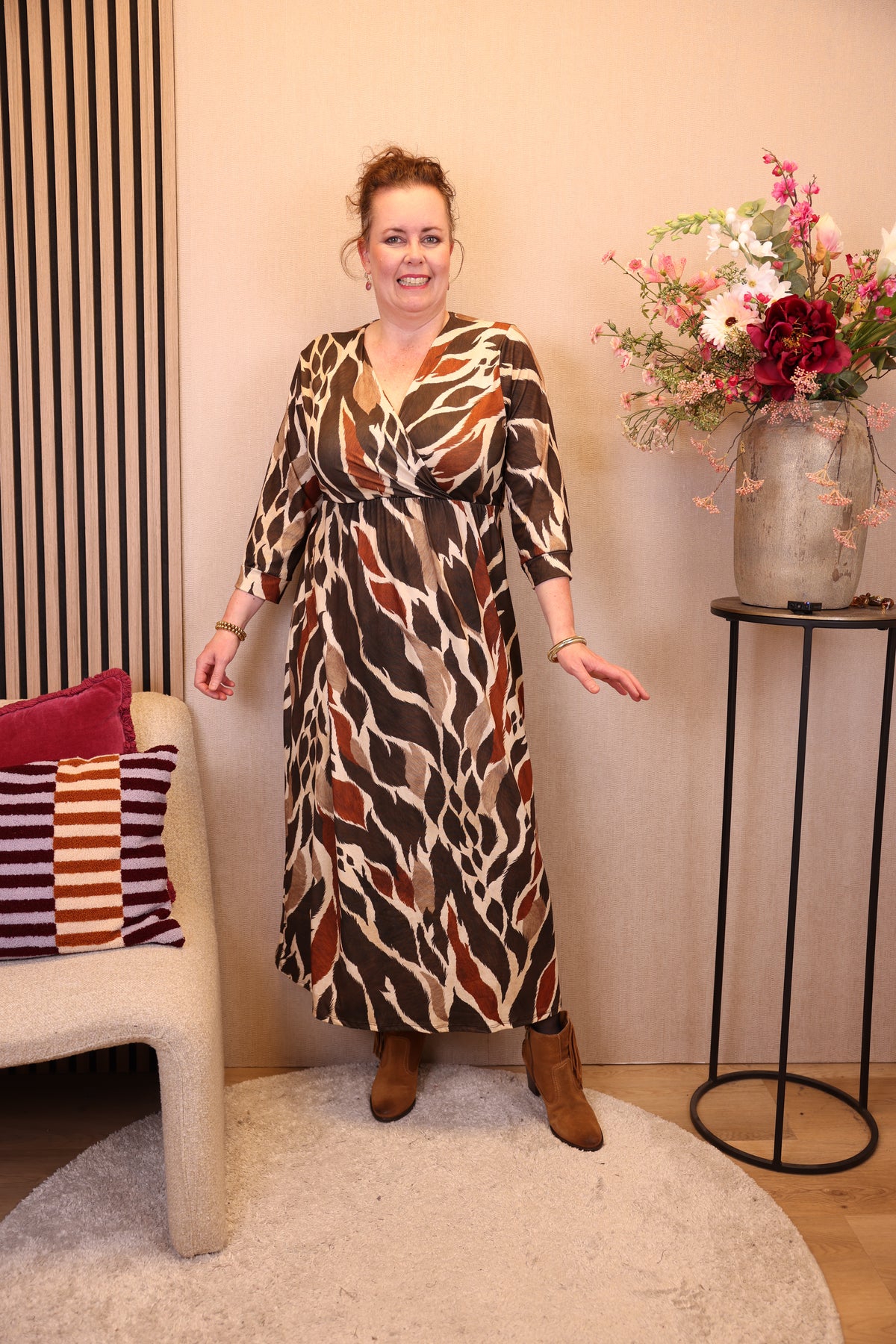 Josien | Jurk bruin viscose 40 - 56