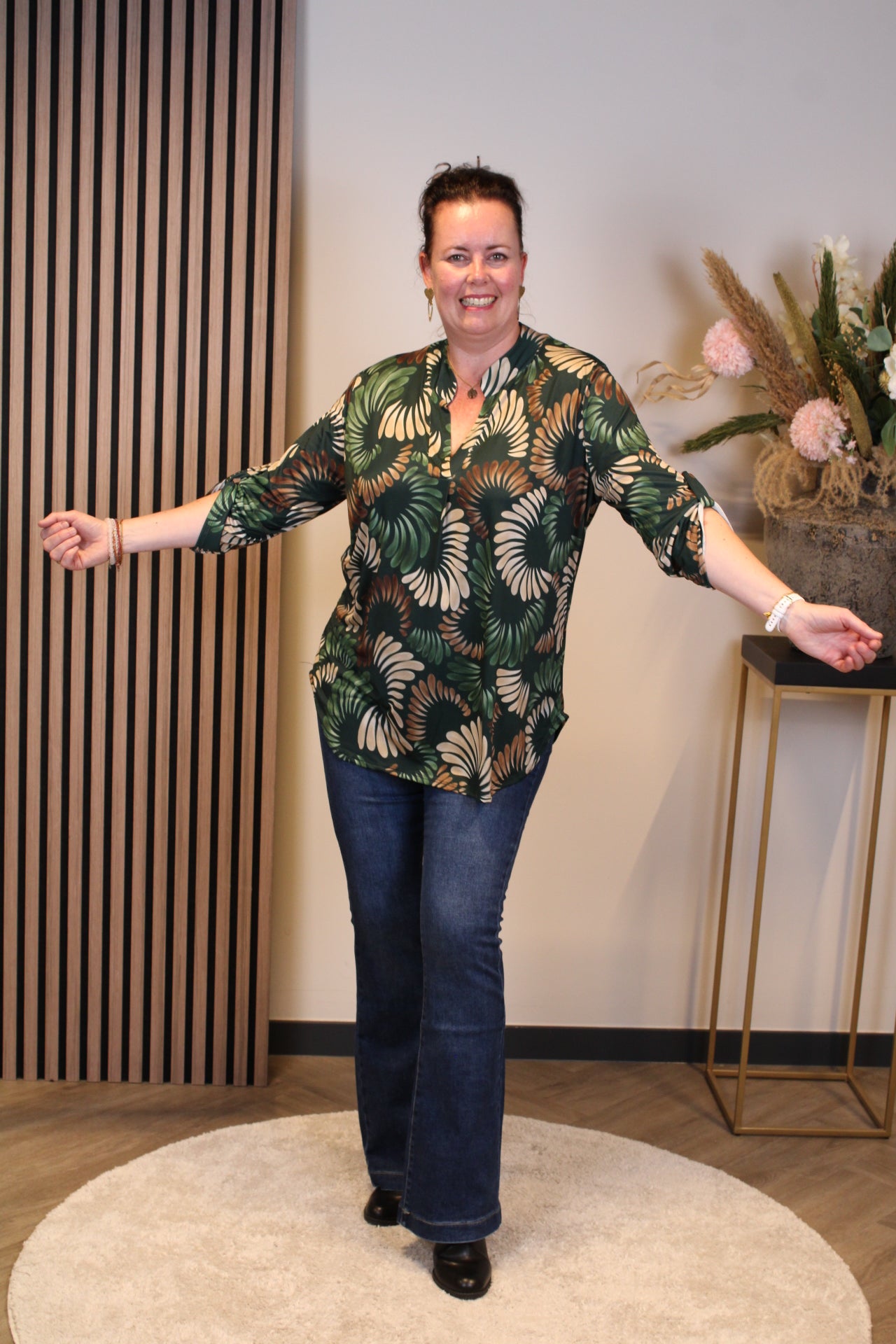 Margriet | Blouse groen lange mouw 48 t/m 52