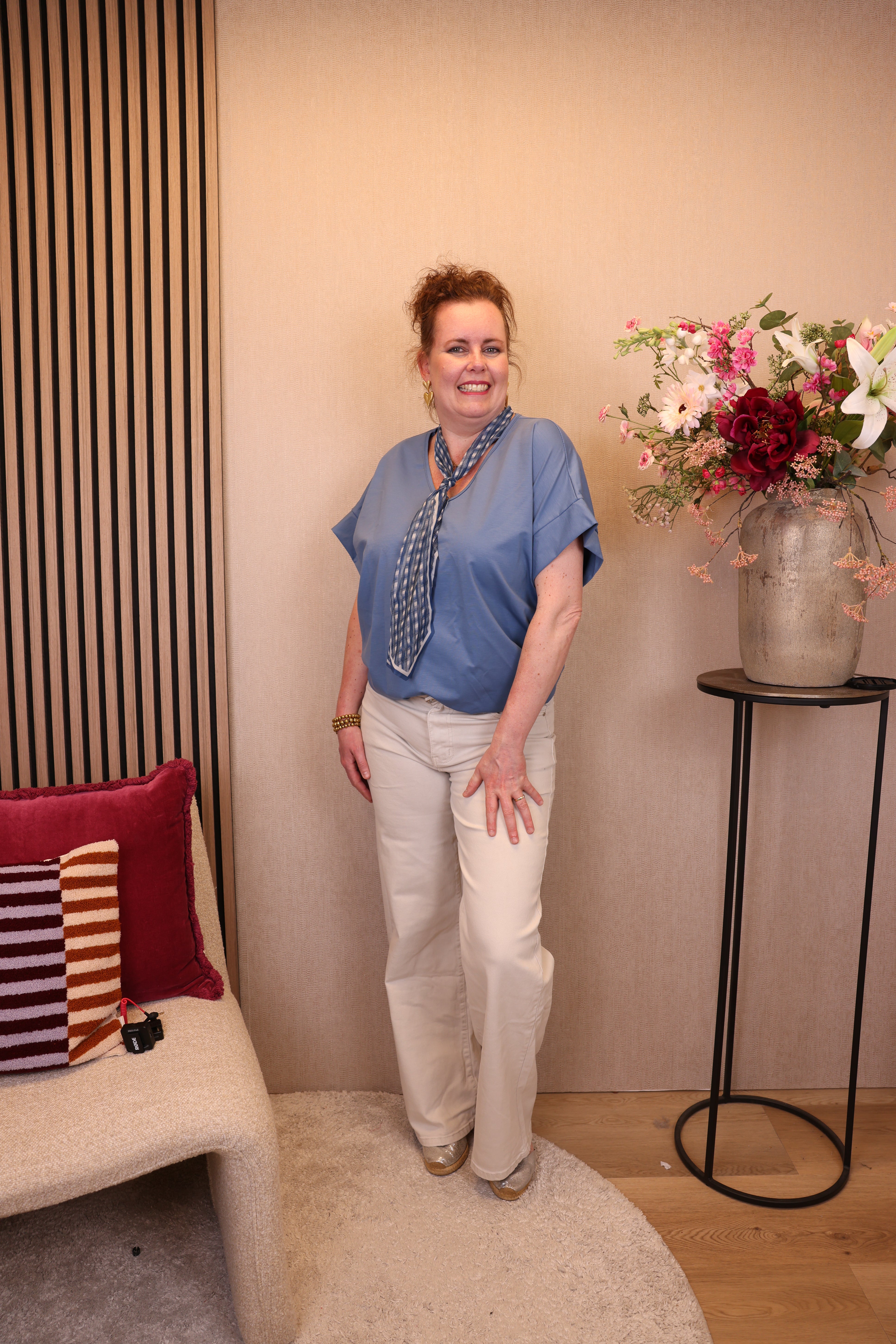 Ina | Top aqua blauw + gratis sjaal