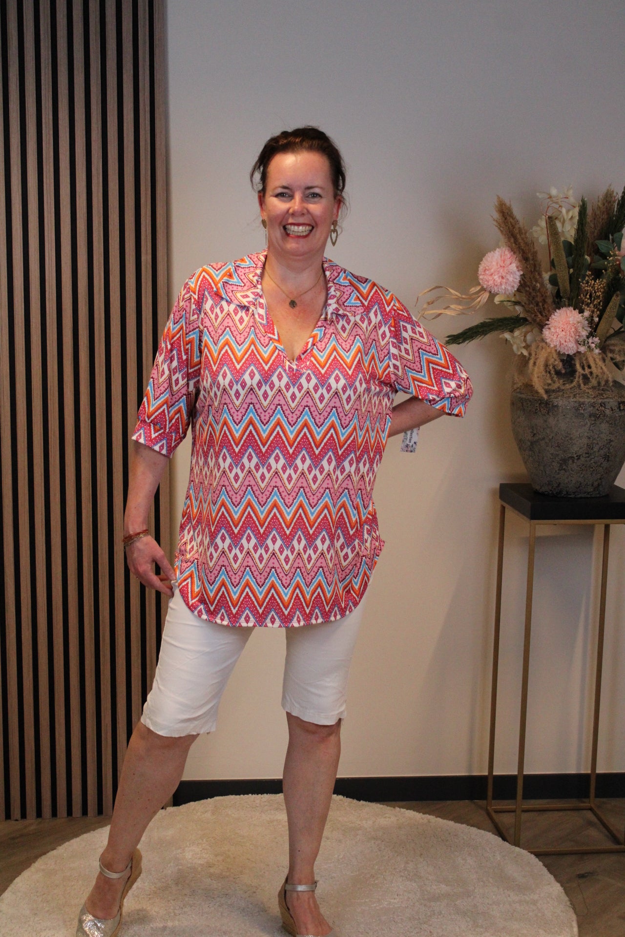 Lyra | Blouse met kraagje roze 38 t/m 48
