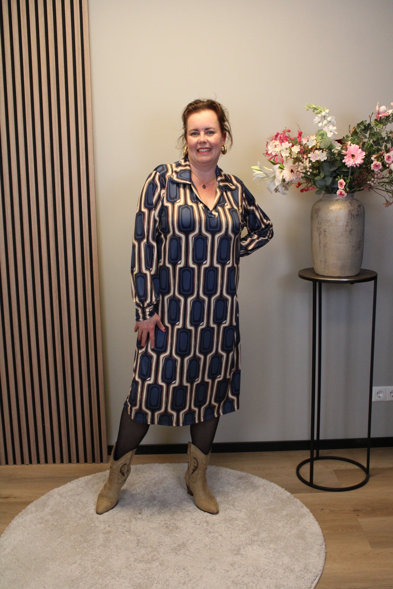 Hazel | Jurk blauw met kraagje 38 t/m 46