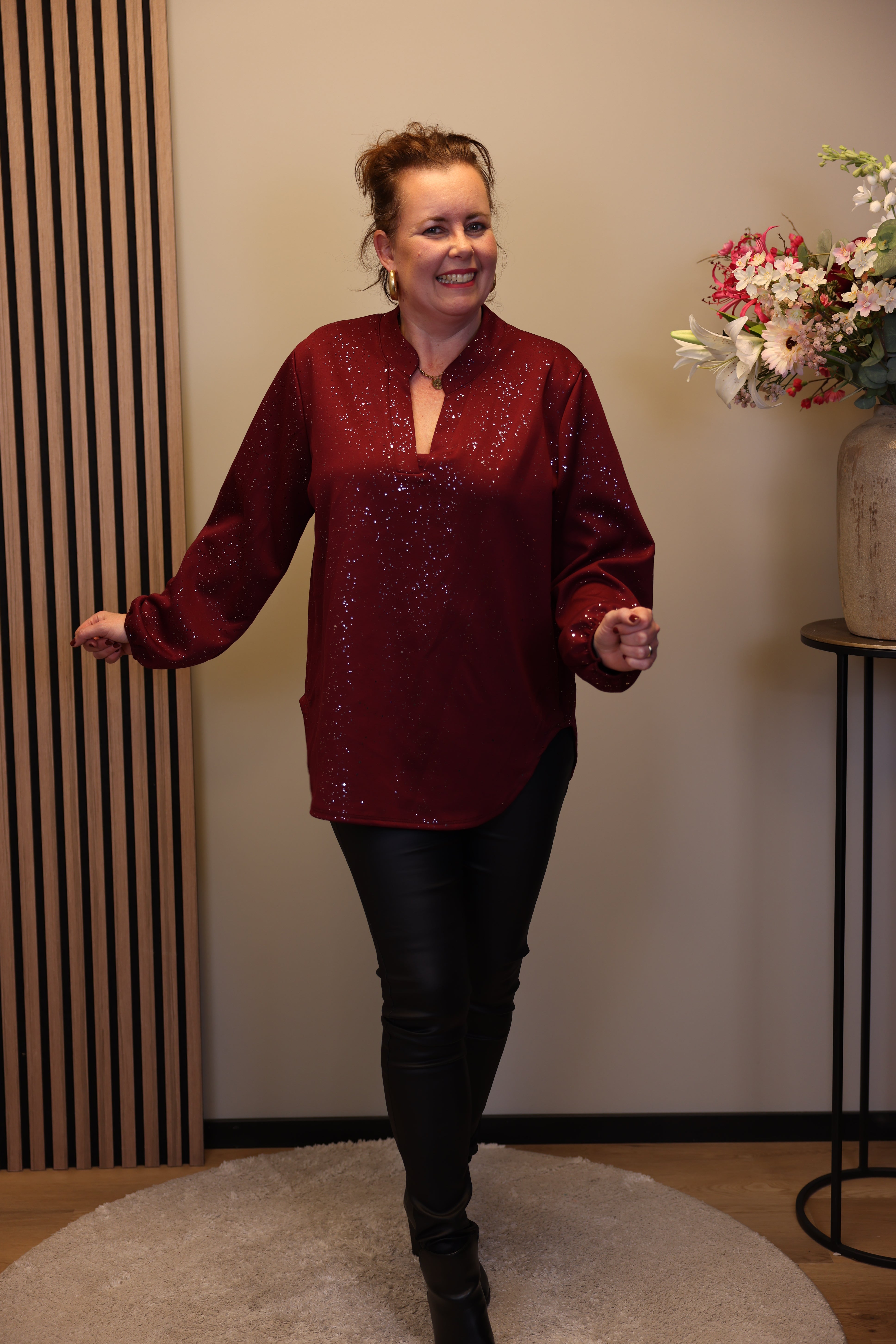 Hannah | Glitter trui bordeaux