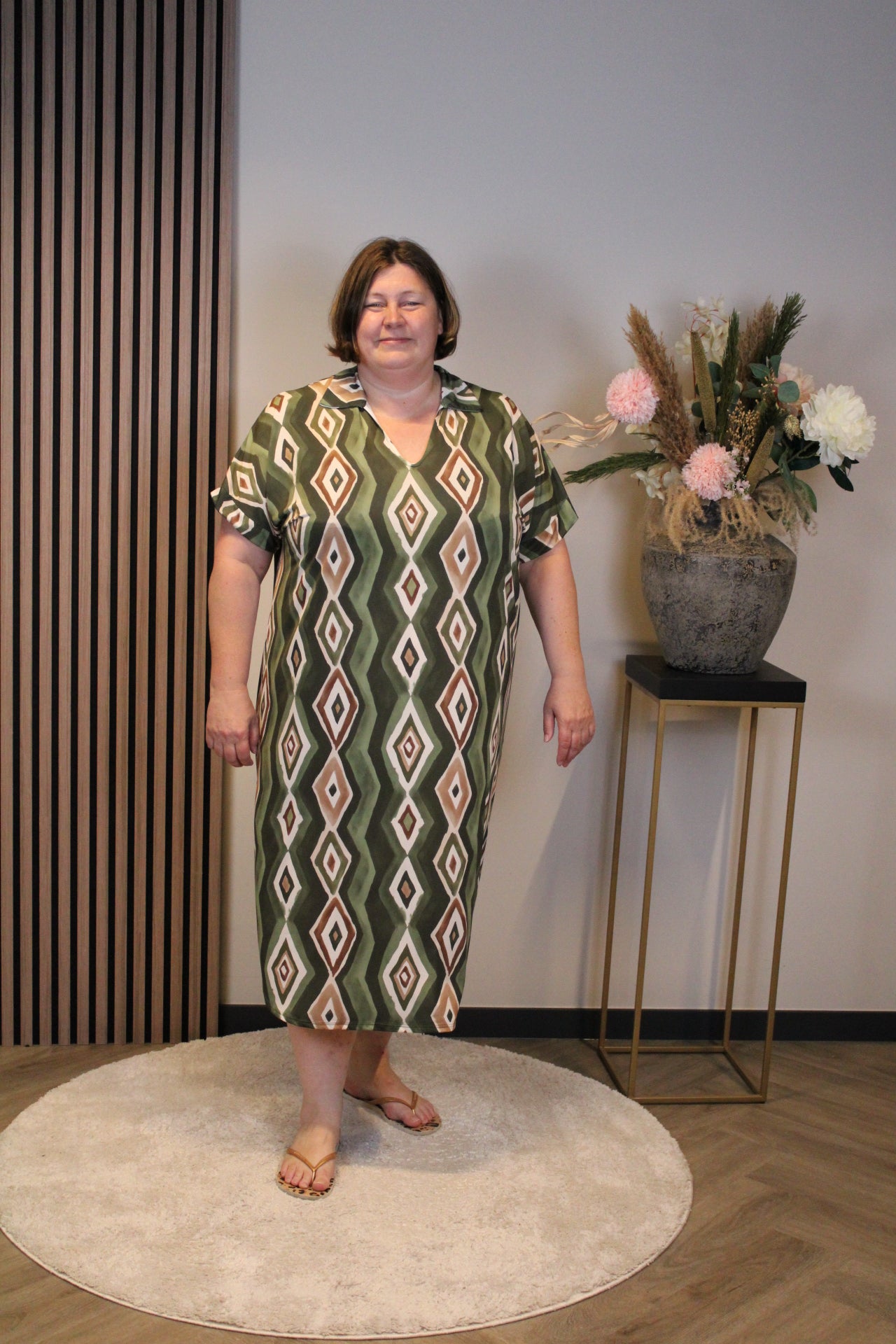 Gitte | Jurk groen met kraagje