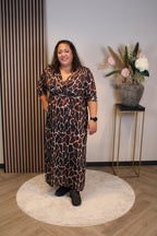 Leona | Jurk bruin lange mouw 50 t/m 54