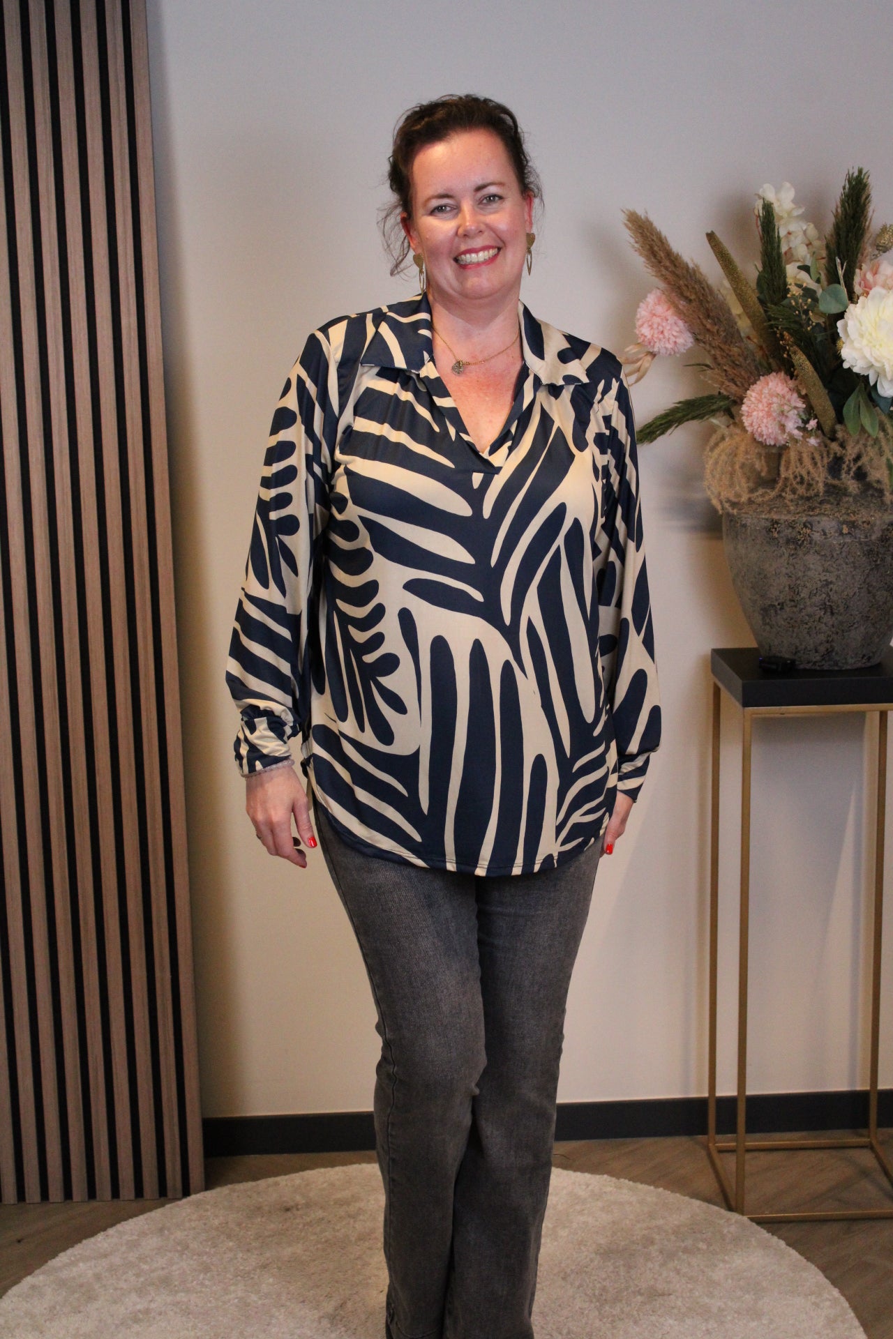 Marie | Blouse met kraagje blauw 38 t/m 48