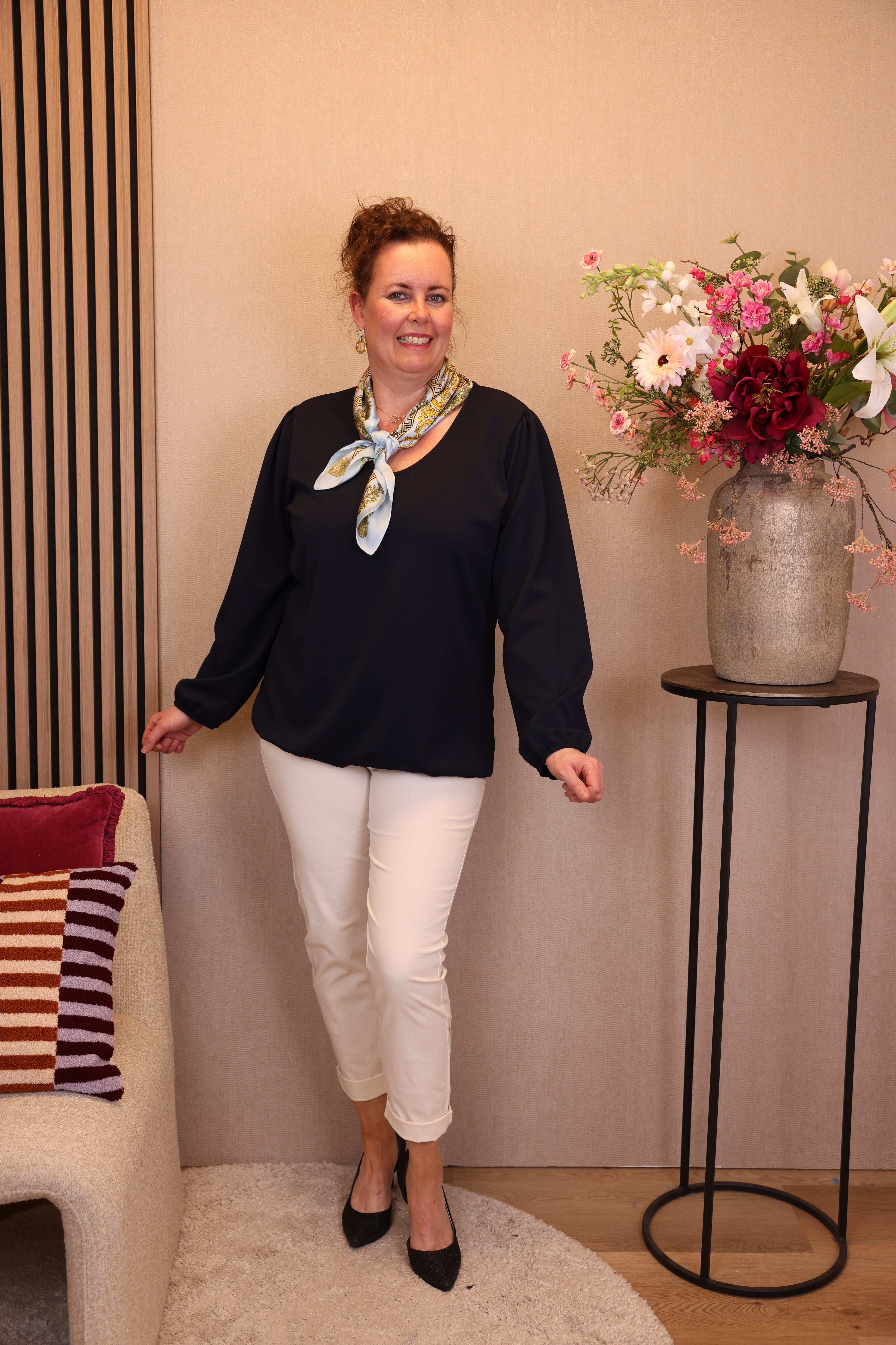 Roos | Ballon top viscose navy
