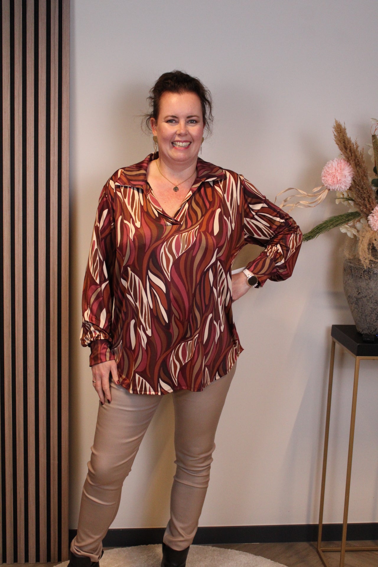 Lexi | Blouse met kraagje roze 48 t/m 52