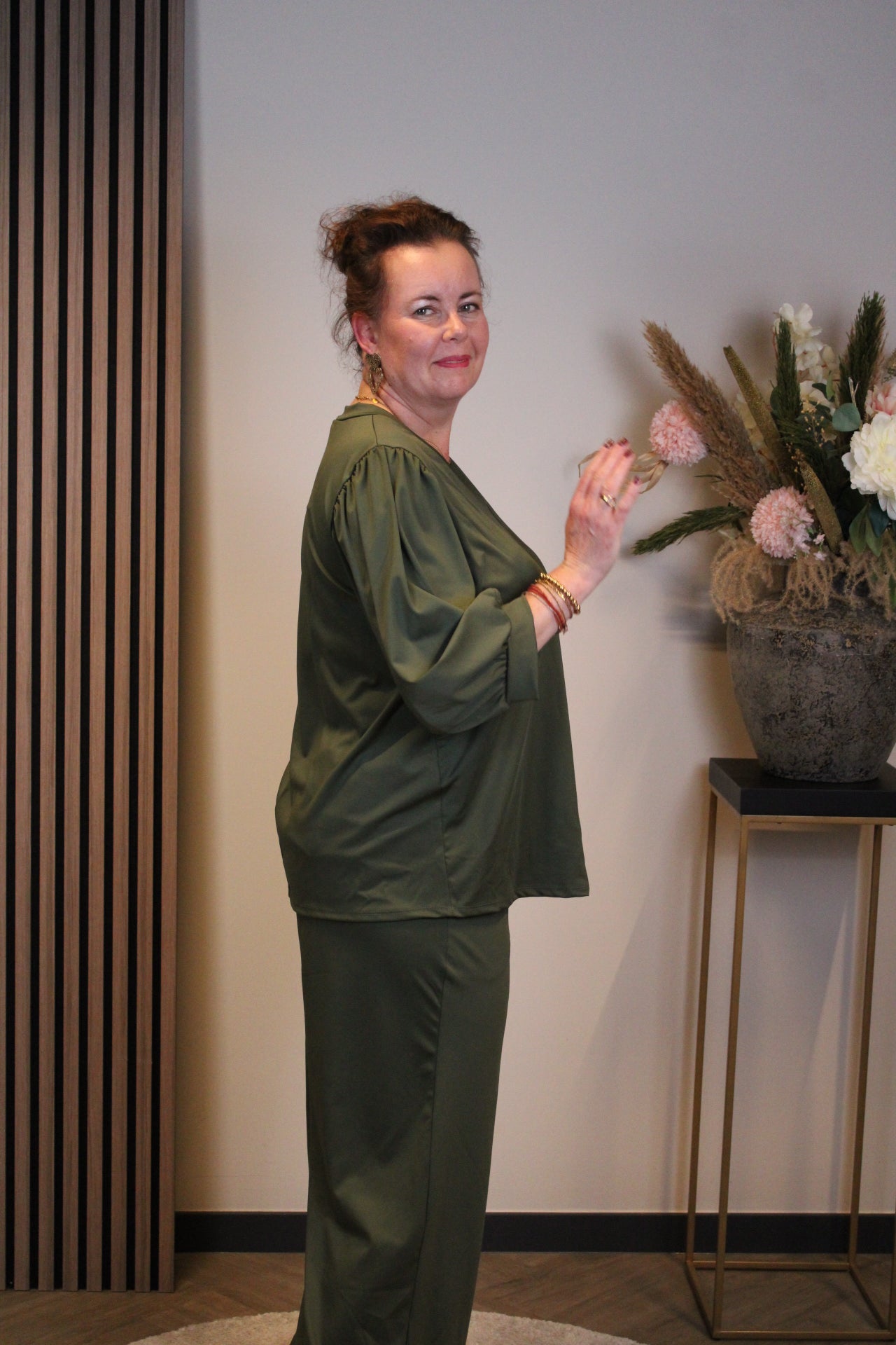 Silke | Top groen 3/4-mouw 40 t/m 44