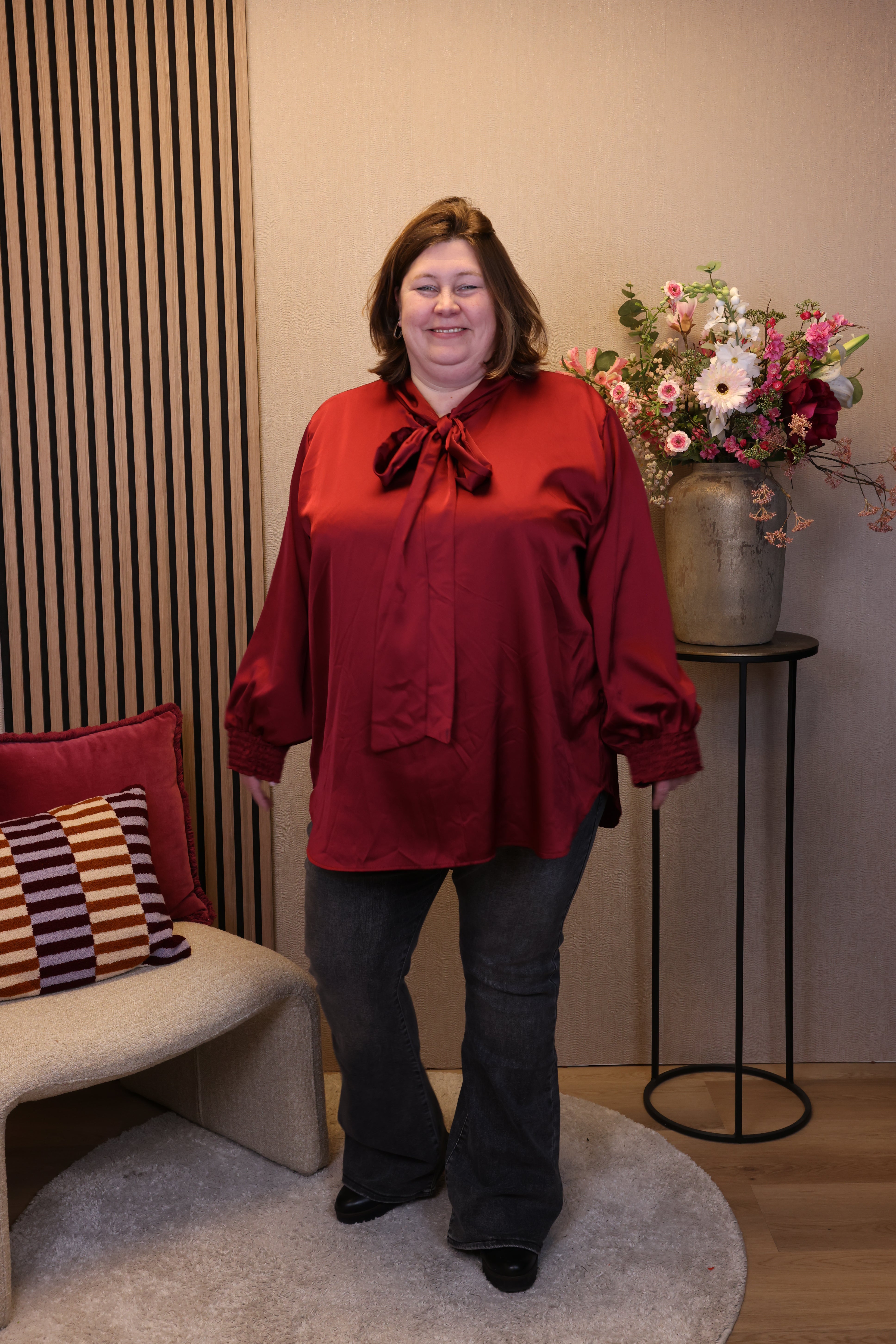Fabienne | Satijnen blouse bordeaux