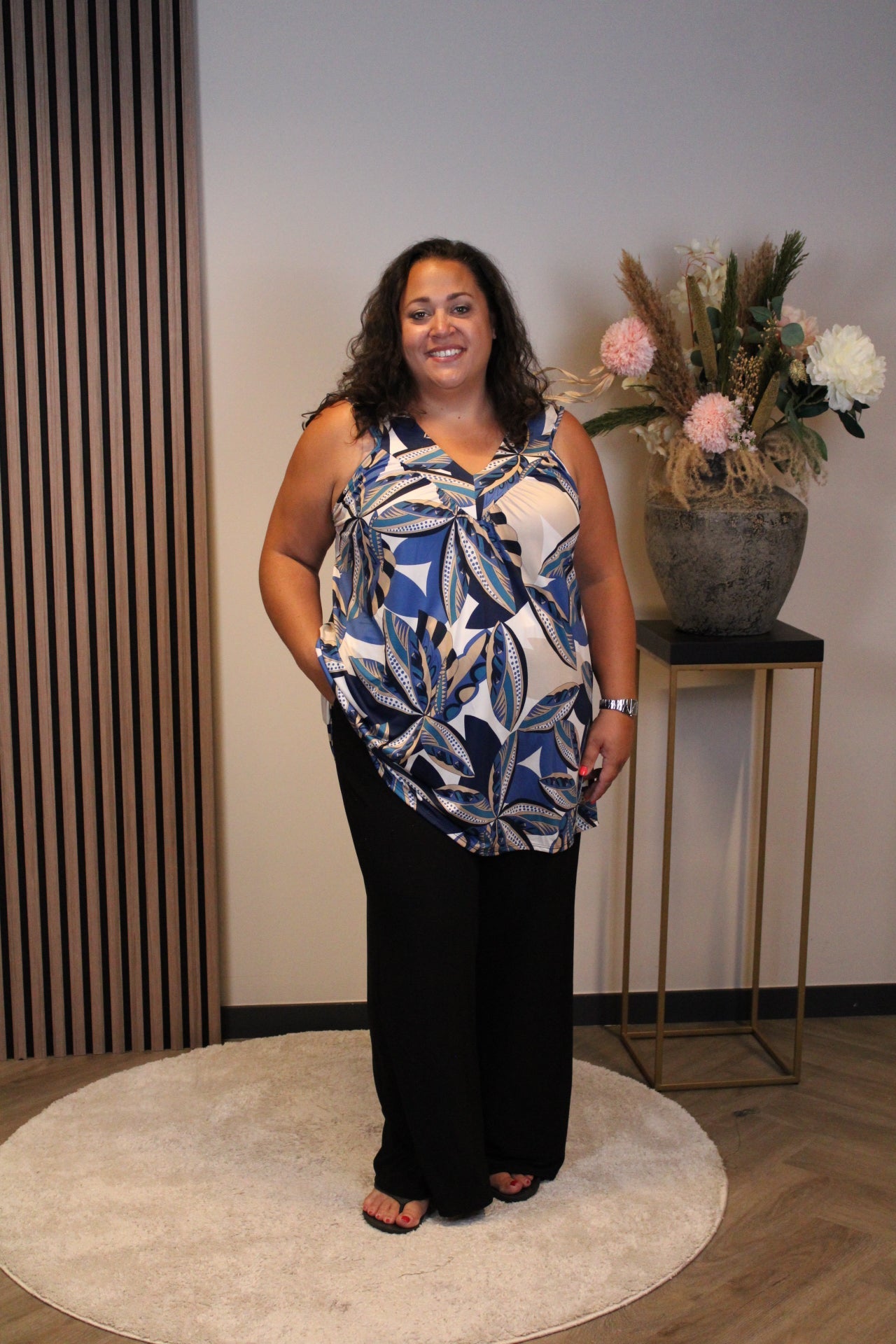 Marina | Top blauw korte mouw 48 t/m 52