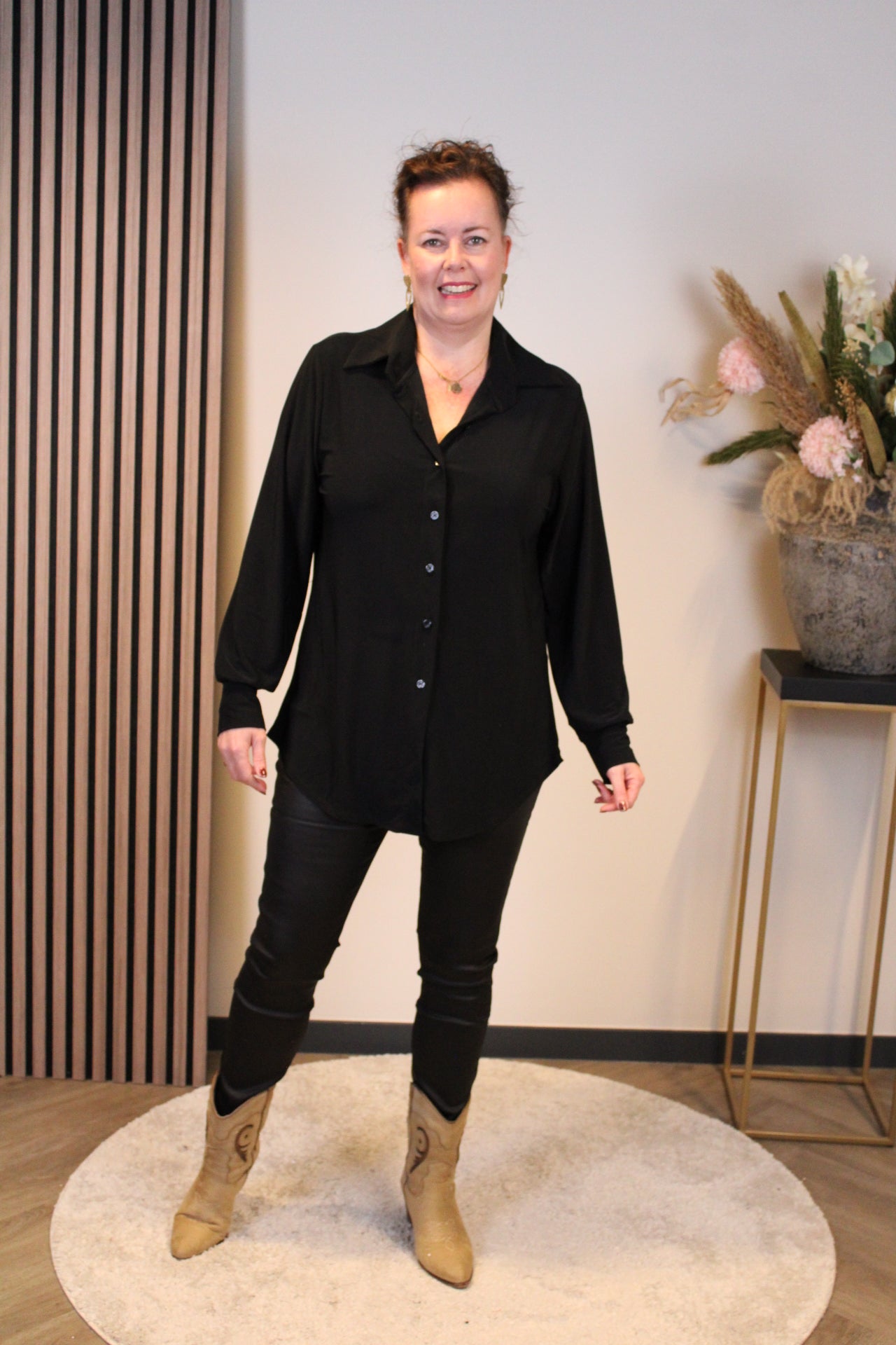 Daphne | Blouse met knoopjes zwart 48 t/m 52