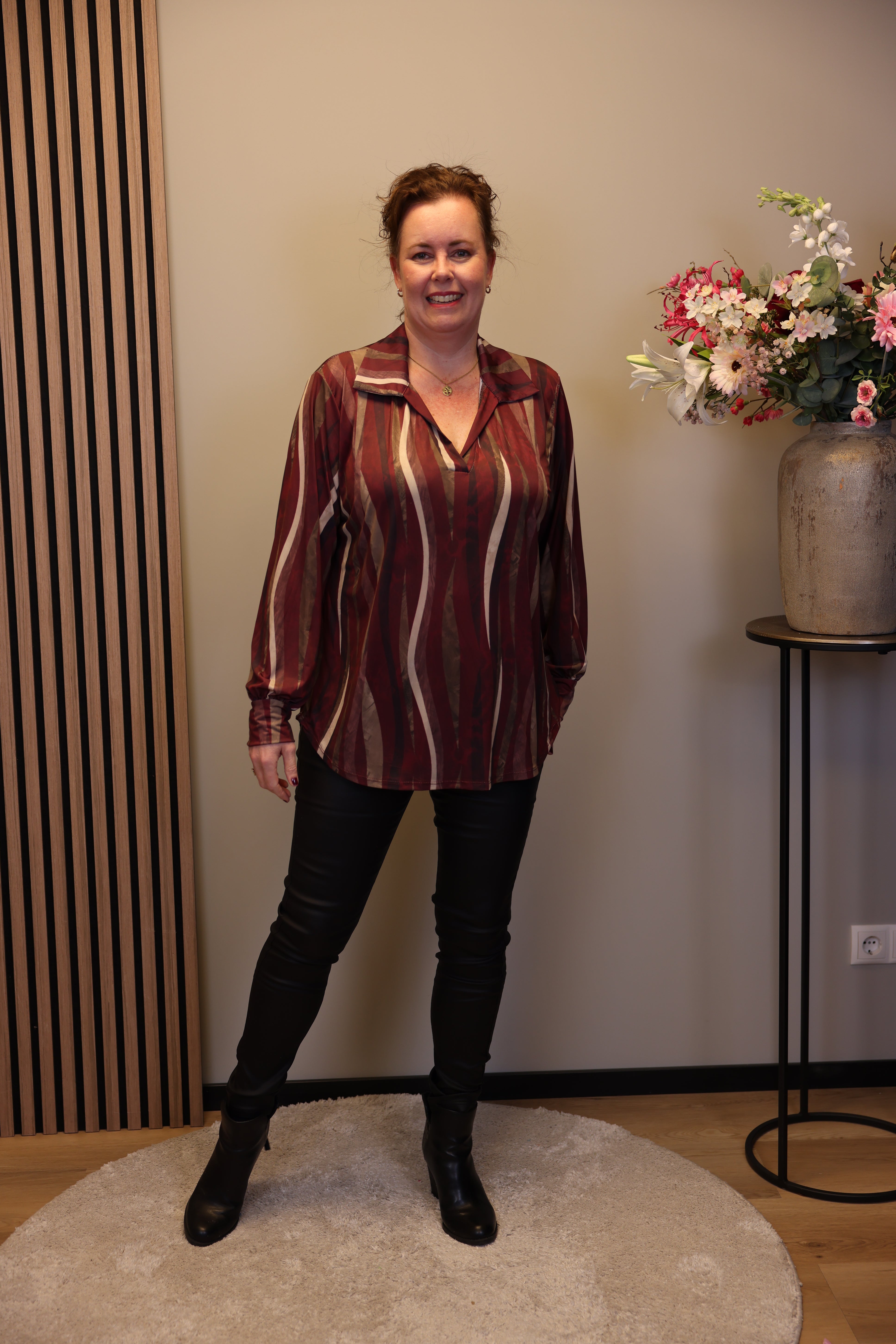 Fenna | Blouse met kraagje roze 48 t/m 52